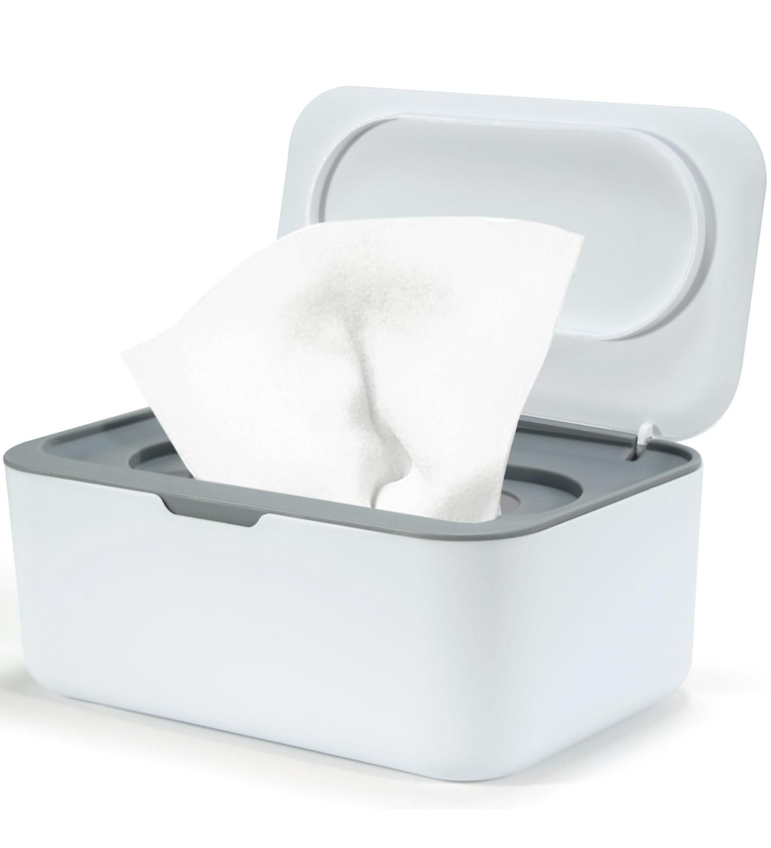 Premium Wet Wipes Box for Babies | Moist Cloth Storage Solution | Gray Organizer with Lid for Home & Office - Buy Online on GoSupps.com