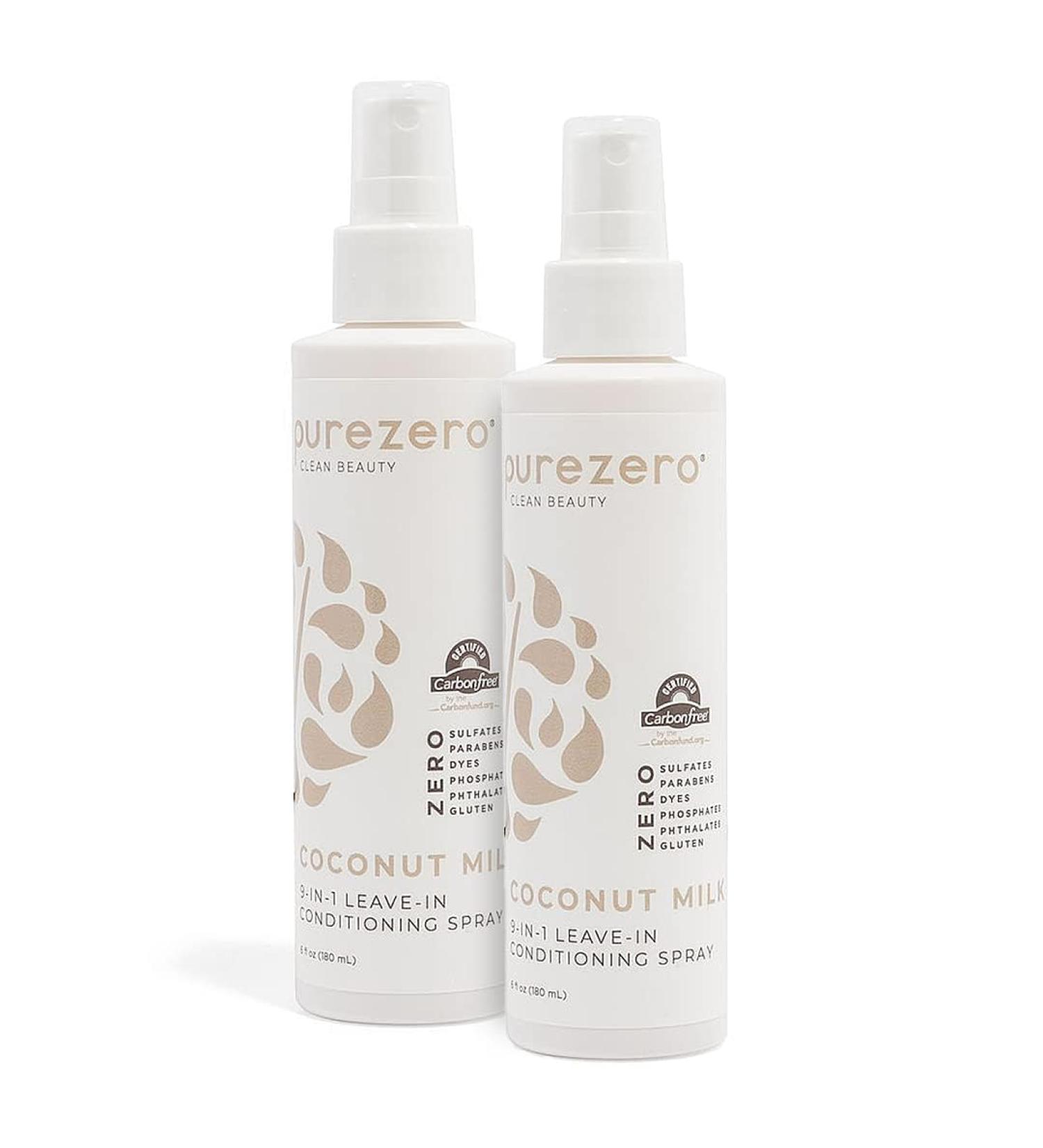 Purezero 9-in-1 Coconut Milk - Leave-In Conditioning Spray - Intense Hydration & Increase Shine Fight Dandruff & Frizz Zero Sulfates Parabens Dyes (6 oz (2 Pack)) 12 Fl Oz (Pack of 1) - Buy Online on GoSupps.com