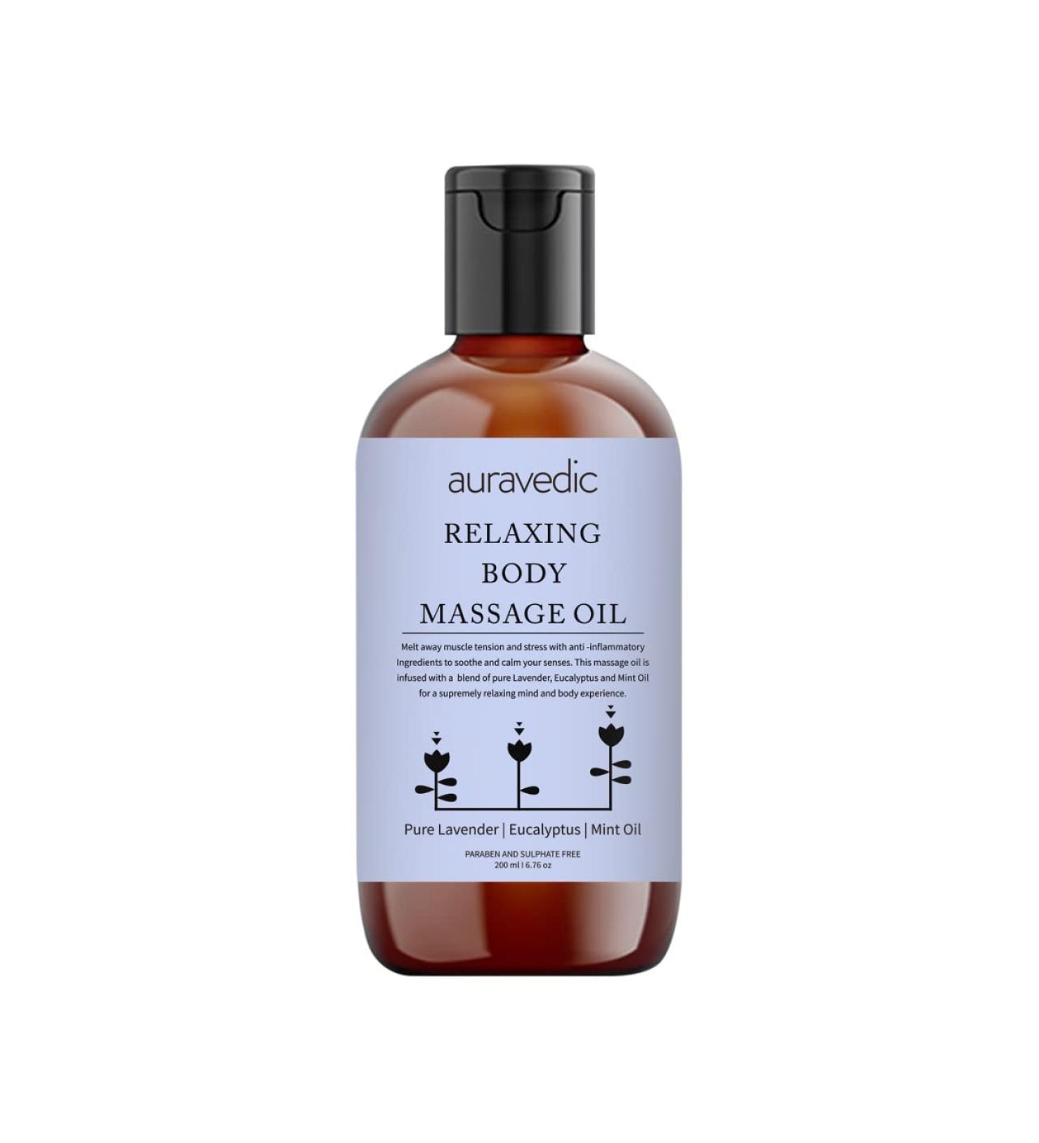 Relaxing Body Massage Oil for Sore Muscles | Organic Lavender & Eucalyptus Aromatherapy | Skin Moisturizer | 6.76 Fl Oz (200ml) - Shop Internationally - Buy Online on GoSupps.com