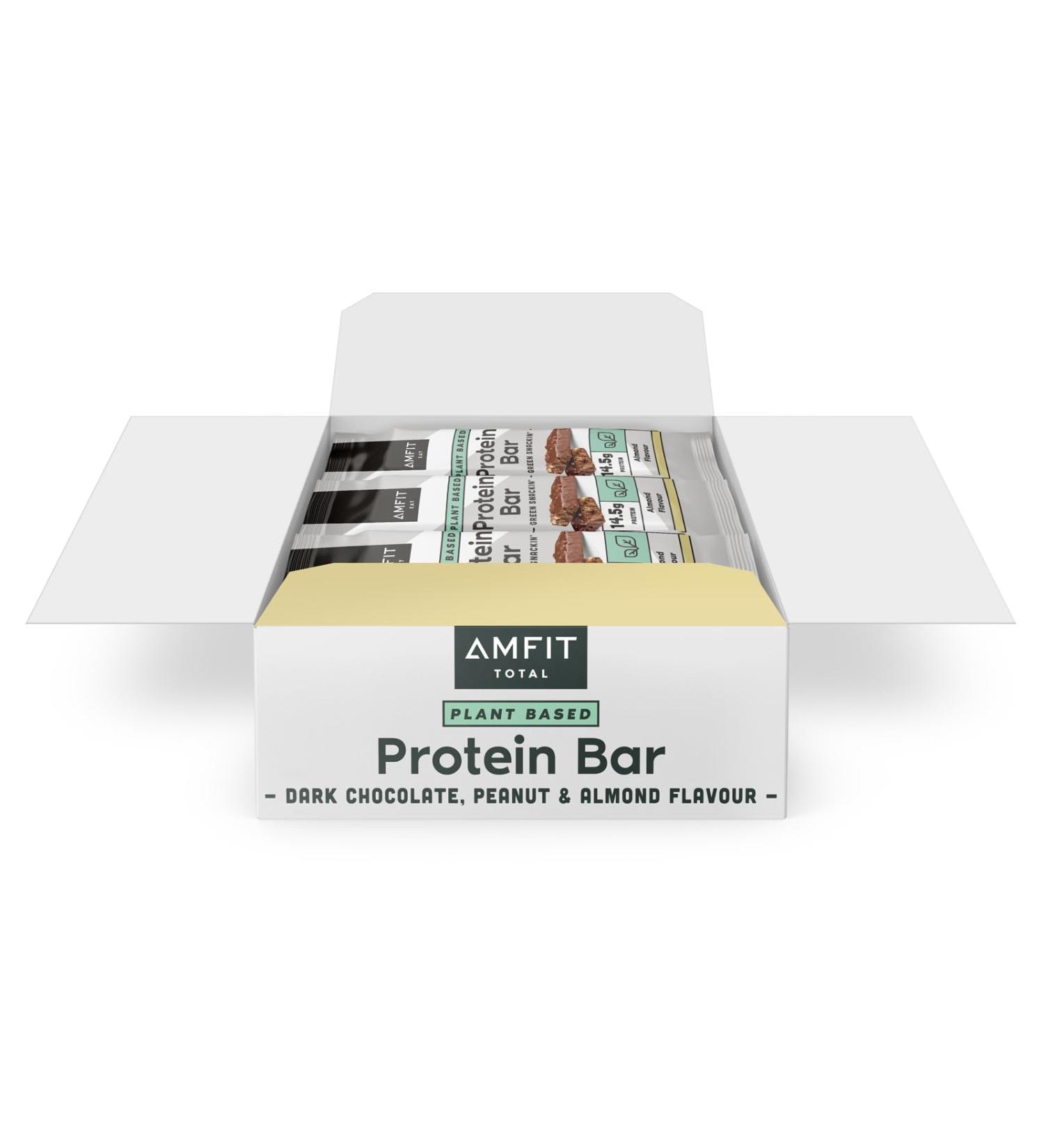 Amazon Brand Amfit Nutrition Low Sugar Plant Protein Bars - Almond 55g Pack of 12 | Healthy Snack for Fitness Enthusiasts - International Shipping Available - Buy Online on GoSupps.com