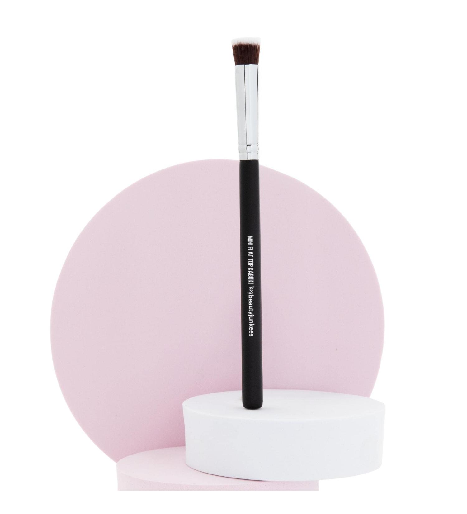 Mini Flat Top Kabuki Under Eye Concealer Brush by Beauty Junkees - Vegan Synthetic Bristles for Blending and Setting Powder and Cream Cosmetics - Buy Online on GoSupps.com