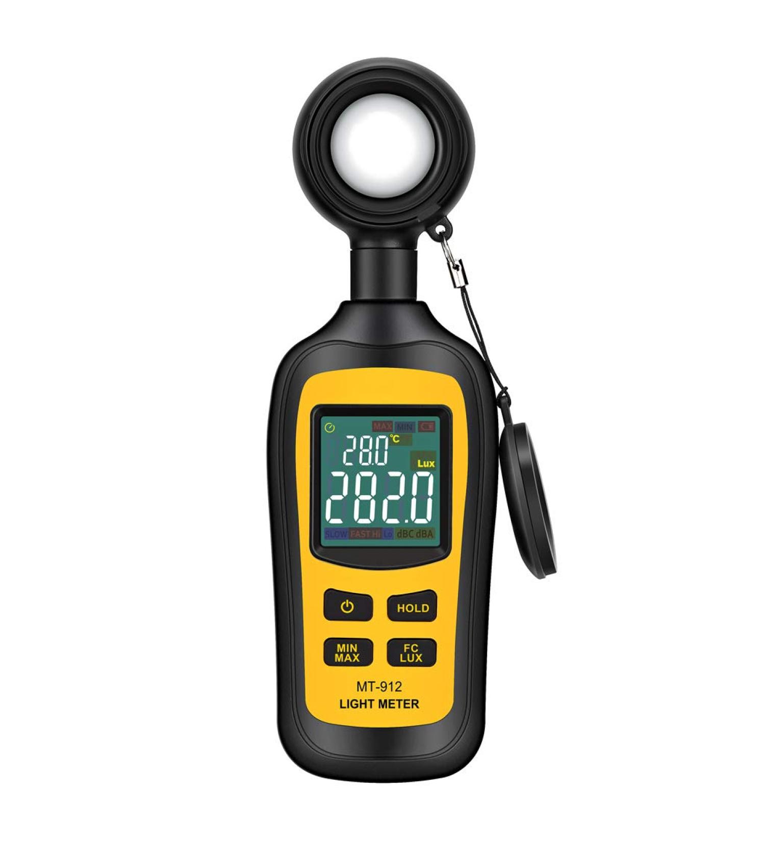 Digital Light Meter with Ambient Temperature Measurer - Up to 200,000 Lux - 4 Digit Color LCD Screen - Buy Online on GoSupps.com