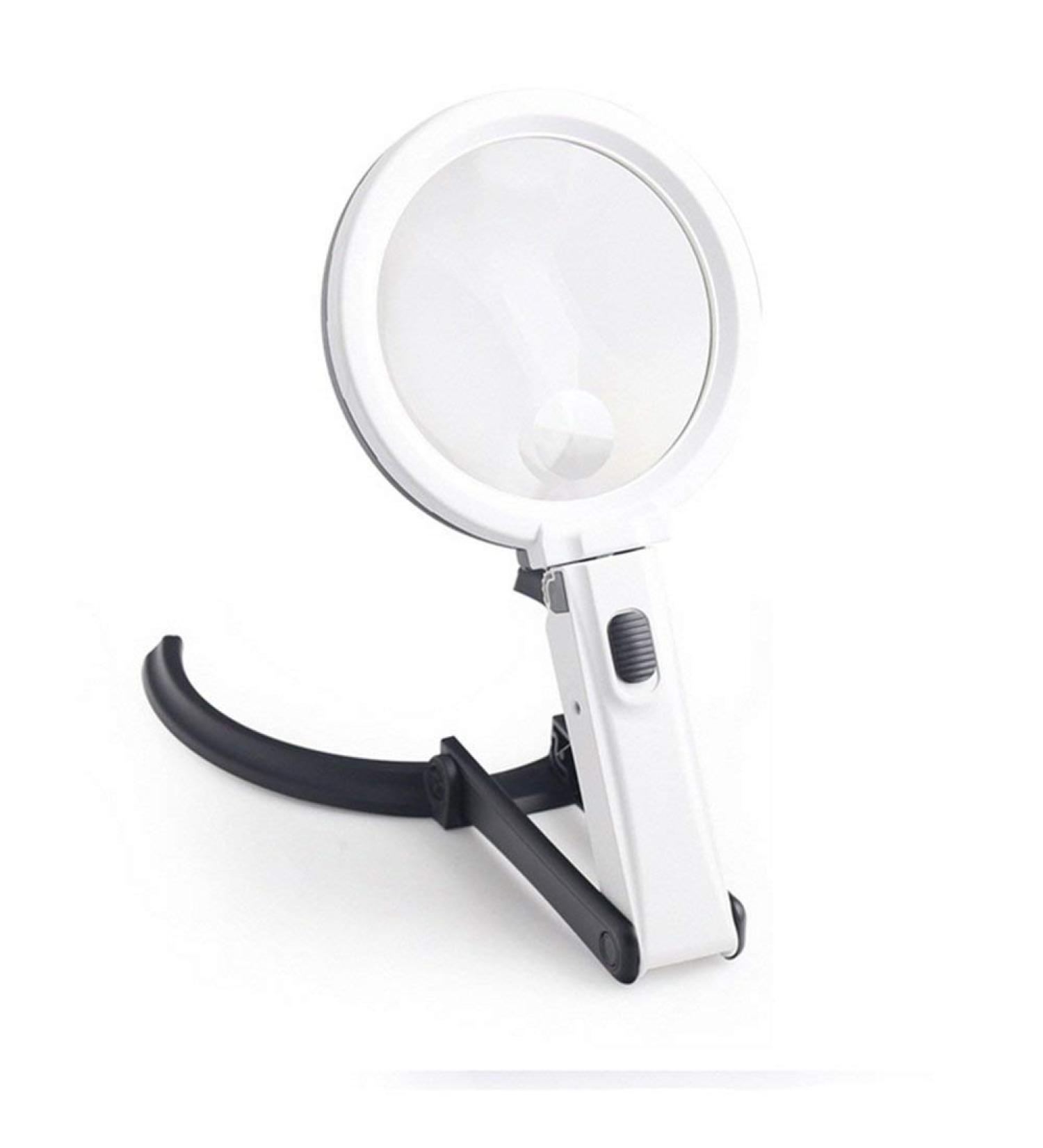 Folding Glass 2X 5X HD Lens Desktop Handheld Illumination Magnifier with 10 Led Lamp Rechargeable for Old Man Reading Repair Identification Tool Good Times - Buy Online on GoSupps.com