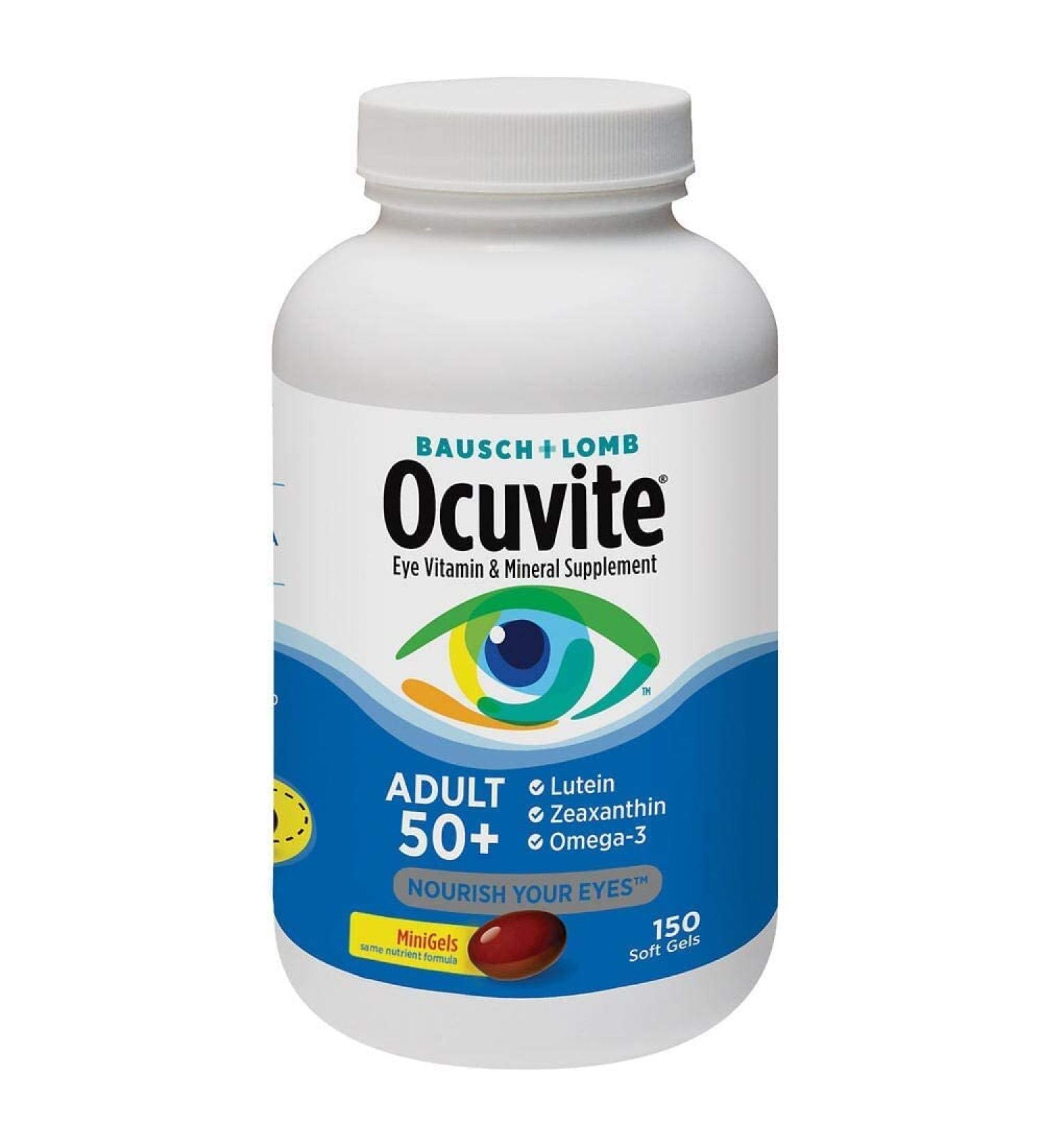 Ocuvite Adult 50+ Vitamin & Mineral Supplement with Lutein, Zeaxanthin, and Omega-3 Softgels - Buy Online on GoSupps.com