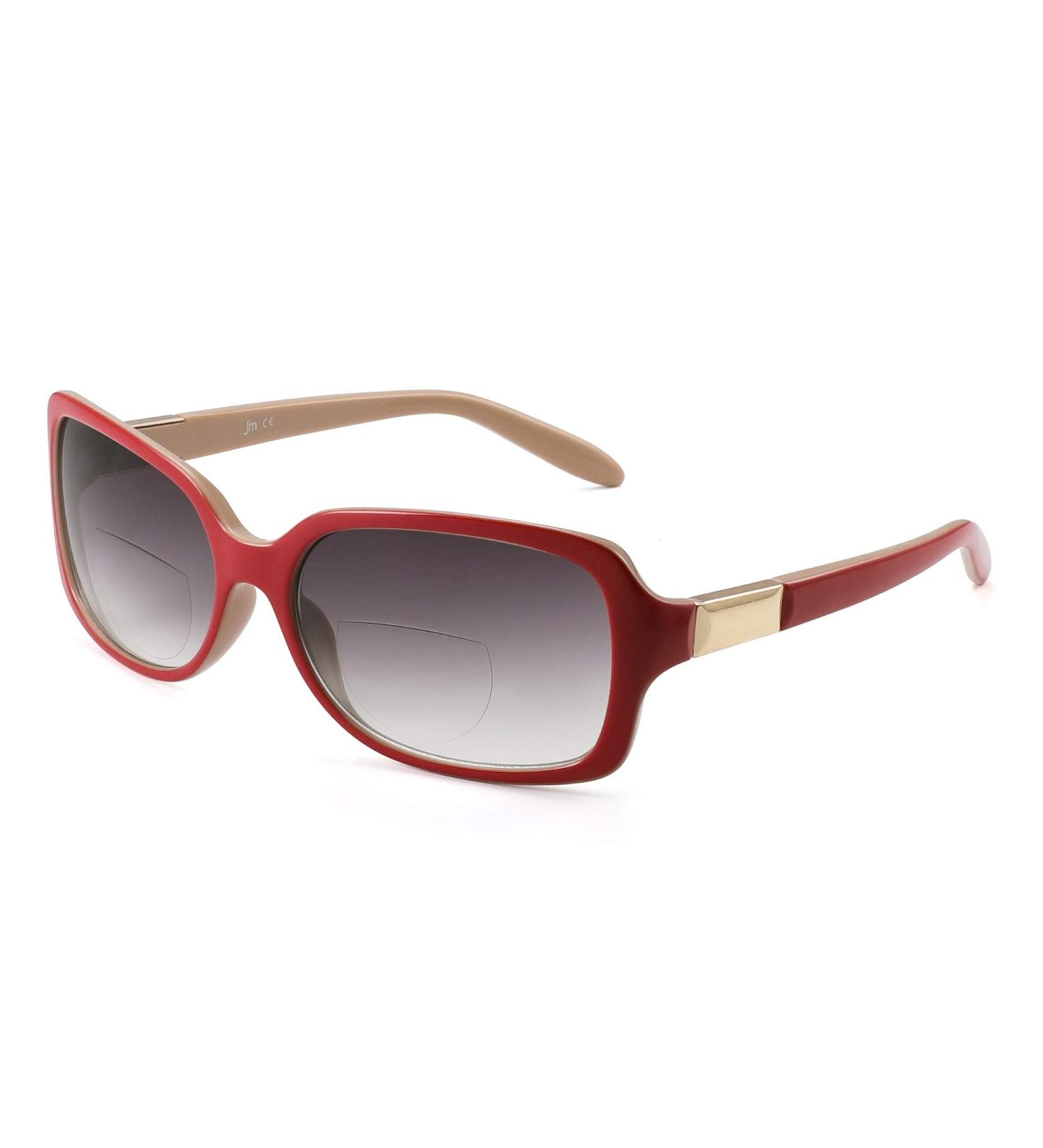 JM Classic Bifocal Reading Glasses - Stylish Square Gradient Sunglasses for Women - Red 1.5x - Buy Online on GoSupps.com