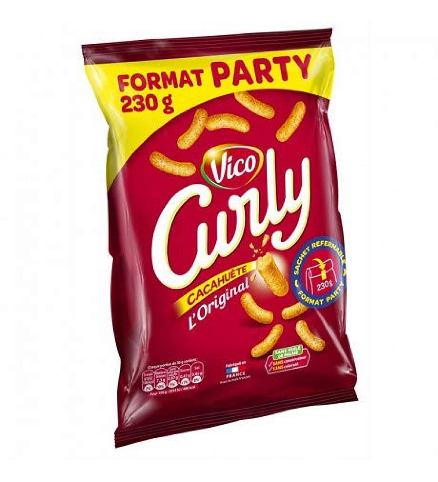 Benedicta CURLY - Curly Peanut Party Size 230G - Pack of 4 - Free delivery