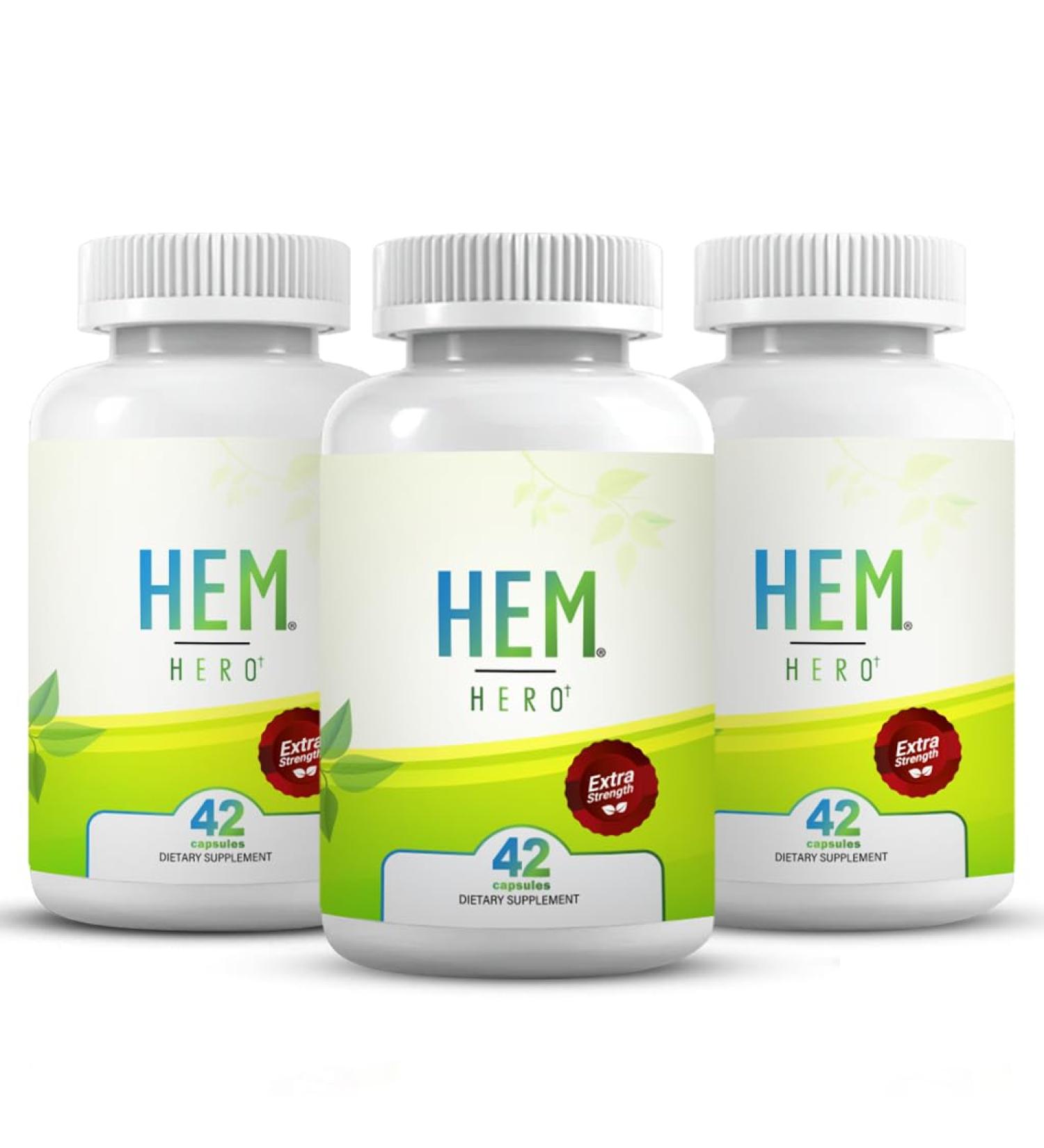 Hem Healer Hem Hero Extra Strength Hemorrhoid Treatment - Reduce Swelling Soothe Itching & Irritation - 100% Natural - 42 Vegetarian Capsules - Buy Online on GoSupps.com