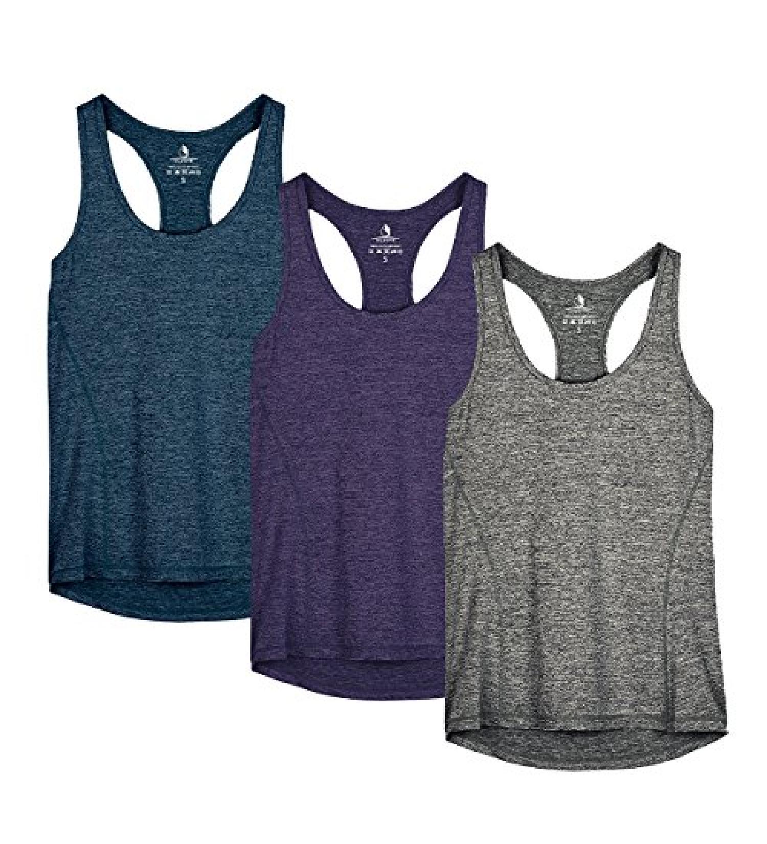 Icyzone Women's Workout Tank Tops - Racerback Athletic Yoga Shirts (Pack of 3) - Royal Blue/Purple/Charcoal - Medium - Buy Online on GoSupps.com