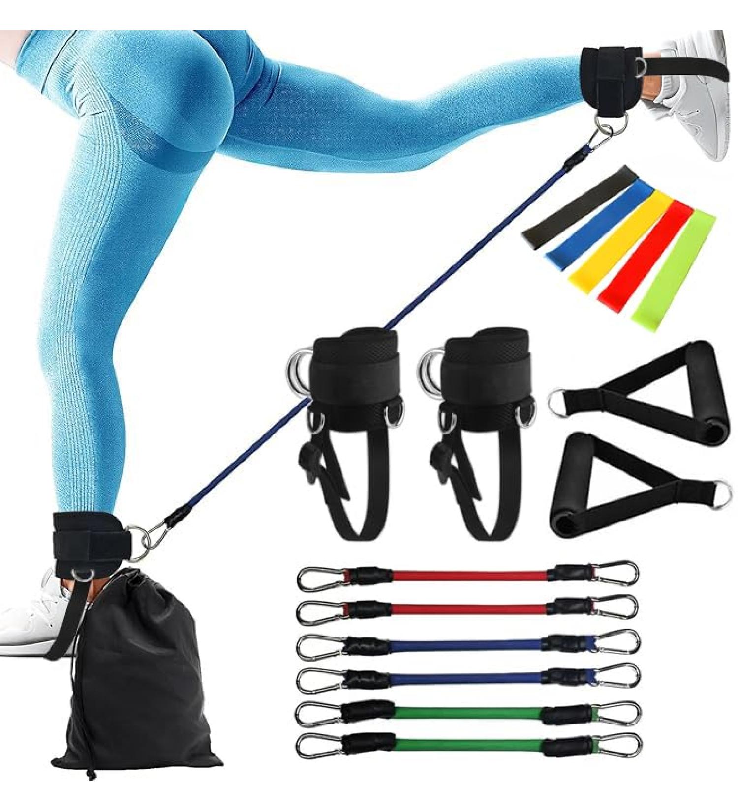 Ankle Resistance Bands with Cuffs - Versatile Fitness Elastic Bands for Whole Body & Glutes Training | 20-40LB Strength | Perfect for Men & Women - Buy Online on GoSupps.com