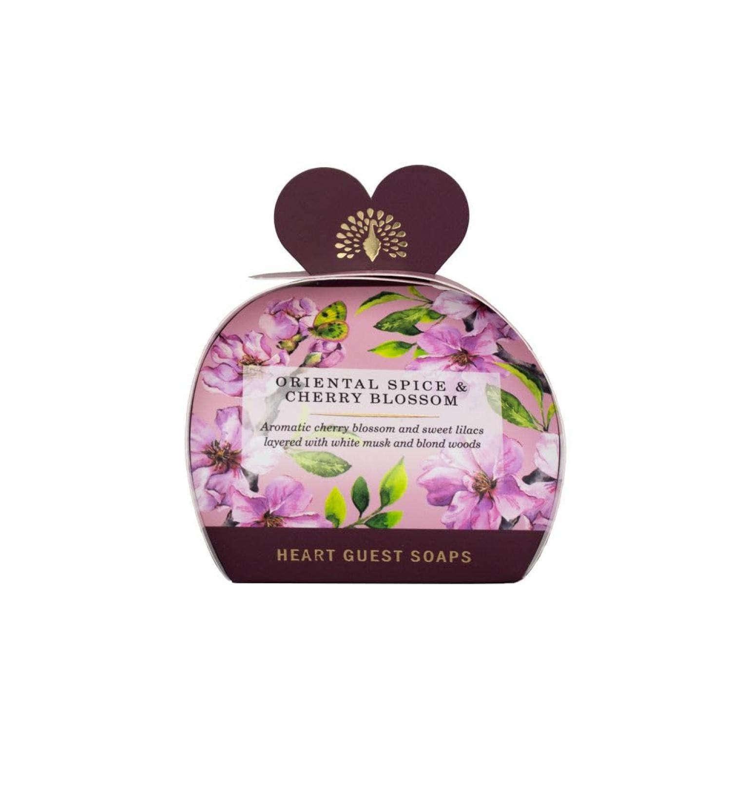 Luxury Heart Shaped Guest Soaps - Sandalwood Shea Butter Moisturising Oriental Spice & Cherry Blossom | The English Soap Company - Buy Online on GoSupps.com