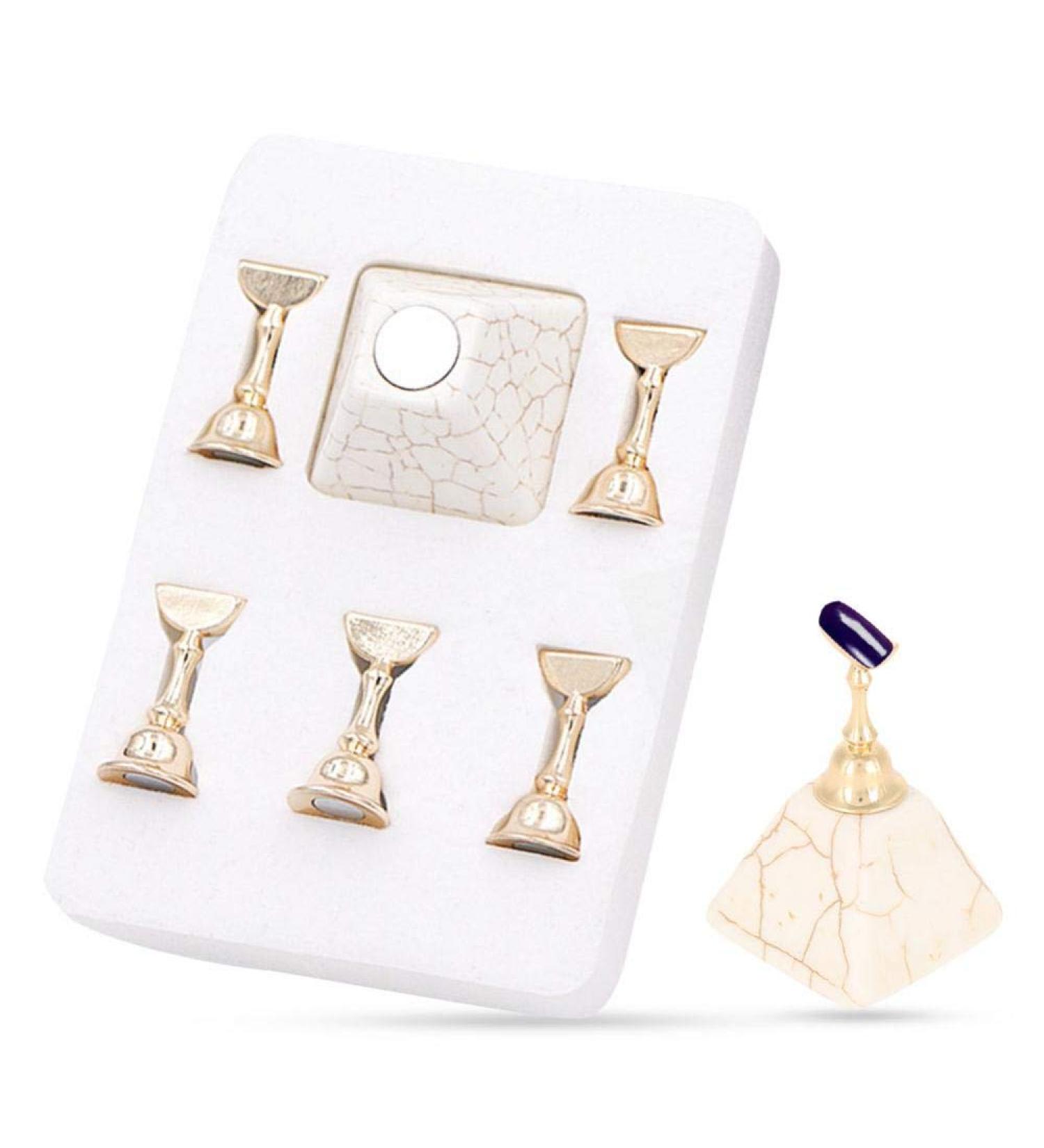 Nail Holder Set Magnetic Nail Tip Practice Stand Base Alloy Holder Nail Art Display Manicure Tool Set with Alloy Holders Manicure Nails Salon Tool(Beige) - Buy Online on GoSupps.com