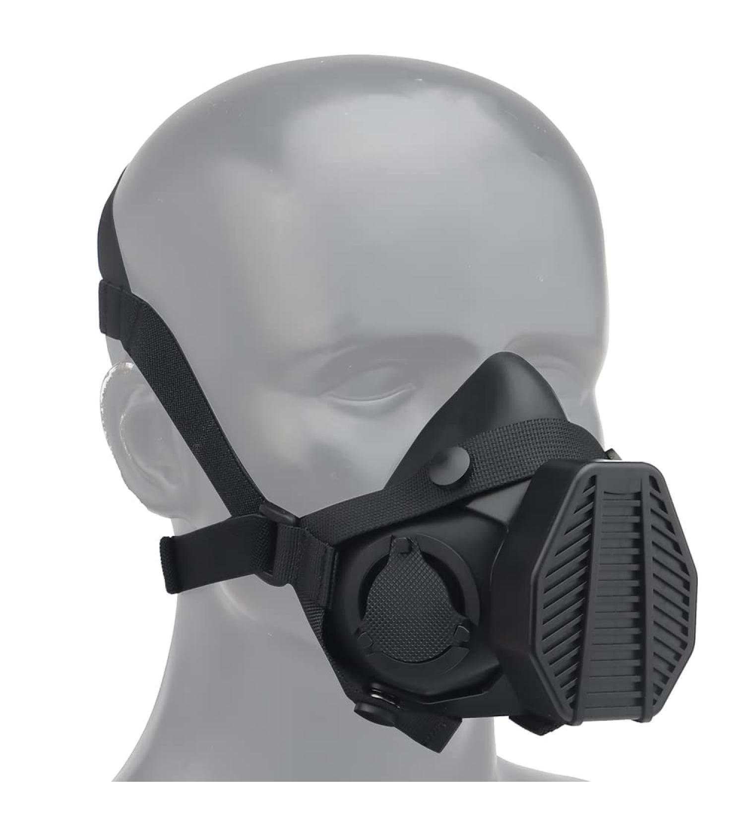 Oarea Tactical Half Face Gas Mask - Respiratory Protection with Exchange Filter for Military Airsoft & Paintball - MA-119-BK - Buy Online on GoSupps.com