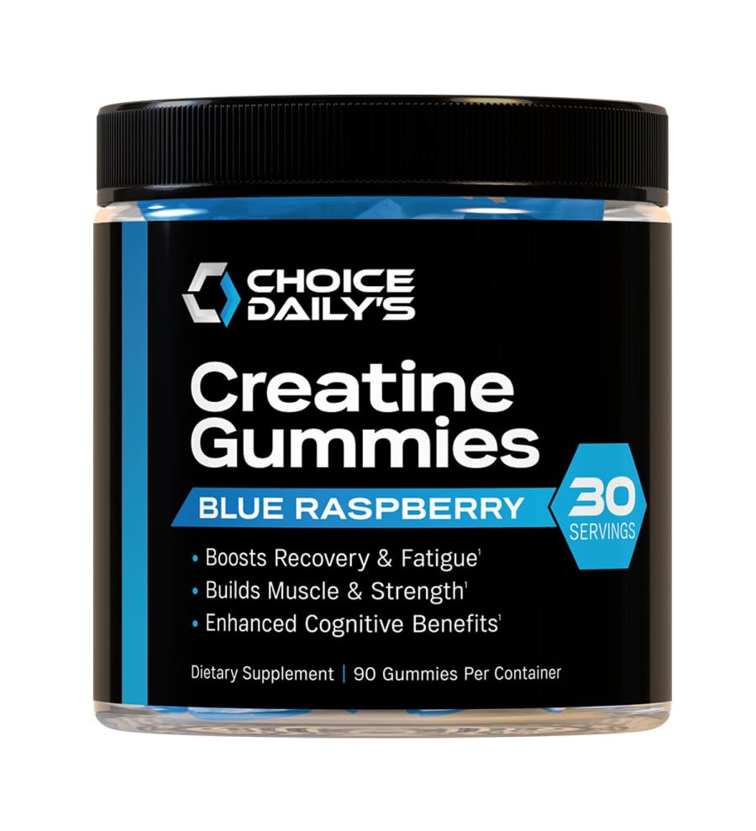 Creatine Gummies - 90 Vegan Friendly Chews - USA Made - Boosts Recovery - Builds Muscle - Enhanced Cognitive Benefits (Large Blue Raspberry) Blue Raspberry 90 Count (Pack of 1) - Buy Online on GoSupps.com