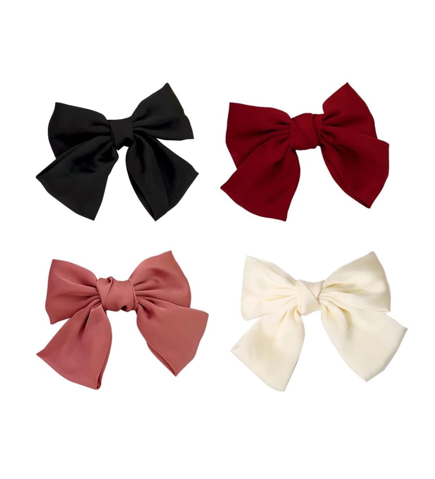 HSAJS 4 Pieces Hair Clips with Bow Elegant Hair Clips with Bow Large Large Bows with Metal Clip for Birthday Party Women Girls - Buy Online on GoSupps.com