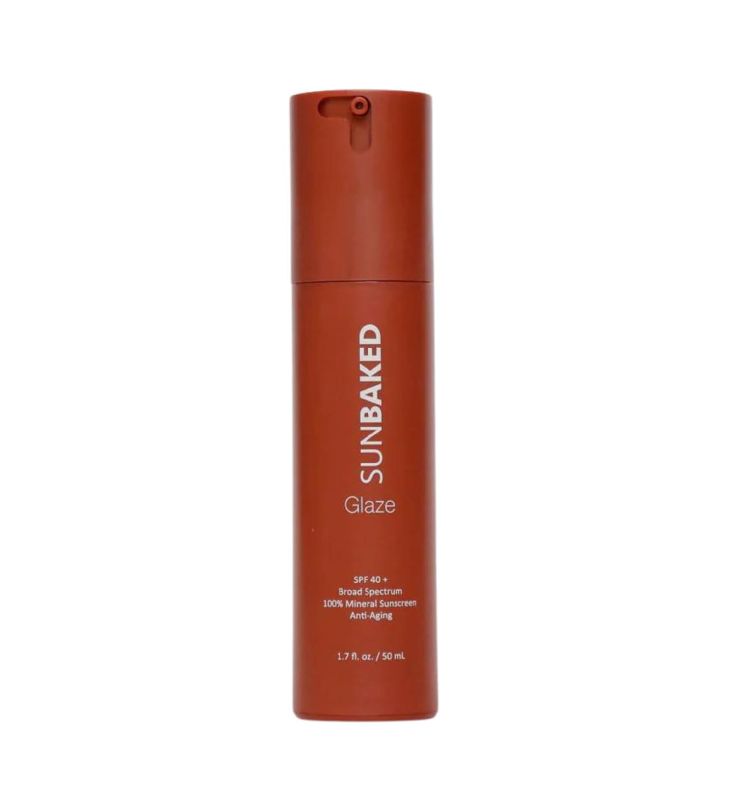 Sunbaked Glaze Anti-Aging Mineral Sunscreen SPF 40+ | Moisturizing Zinc Oxide Lotion with Squalene & Hyaluronic Acid | UV Defense & HEV Protection | 1.7 Oz - Buy Online on GoSupps.com