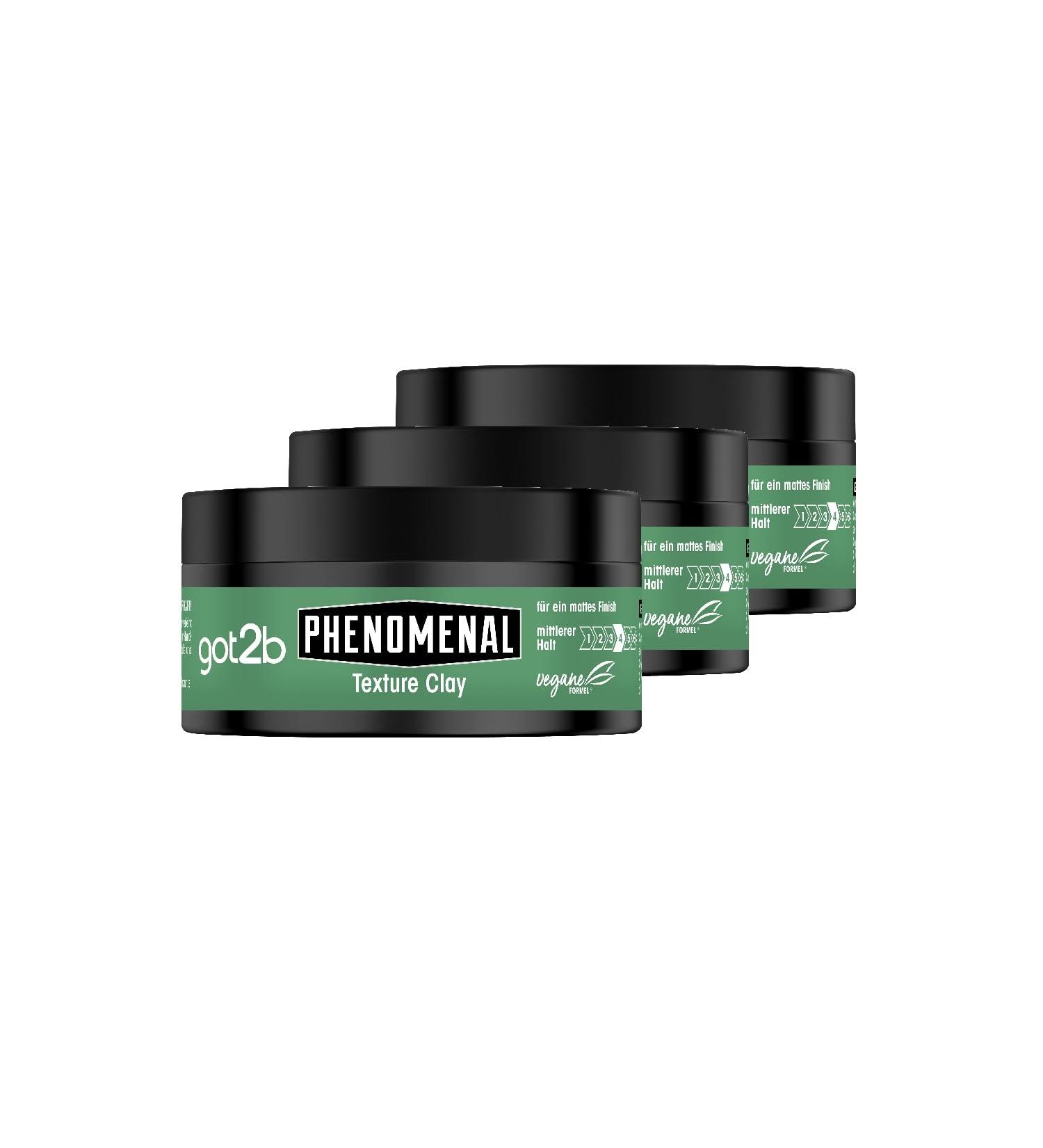 GOT2B Schwarzkopf Phenomenal Texture Clay Hold 5 - 3 Pack (100ml) | Vegan Hair Wax for Men | Matte Barbershop Style  - Buy Online on GoSupps.com