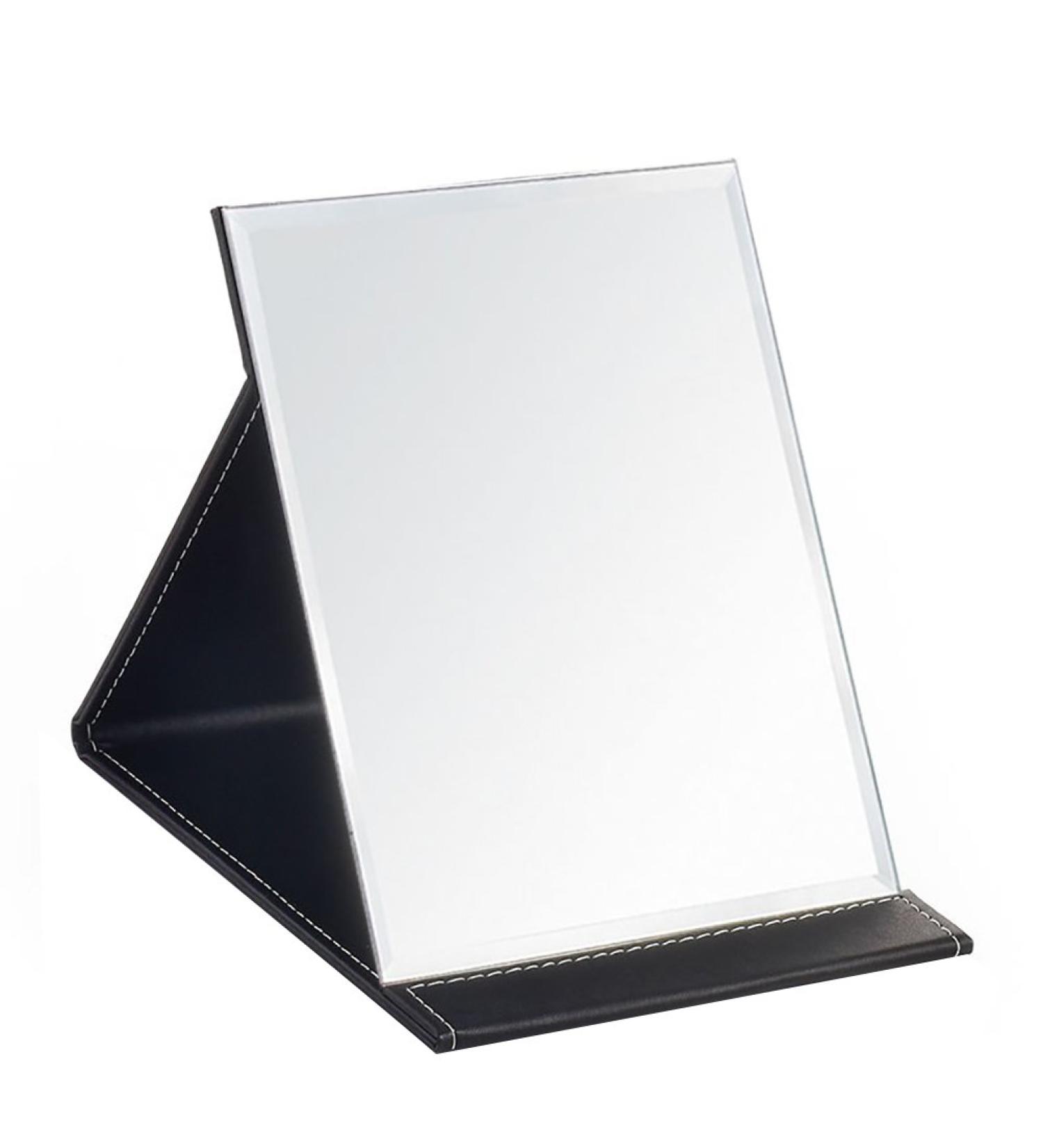 Joly Desk Mirror - Portable Folding PU Leather Makeup Mirror | Adjustable Stand | Large Black - Buy Online on GoSupps.com