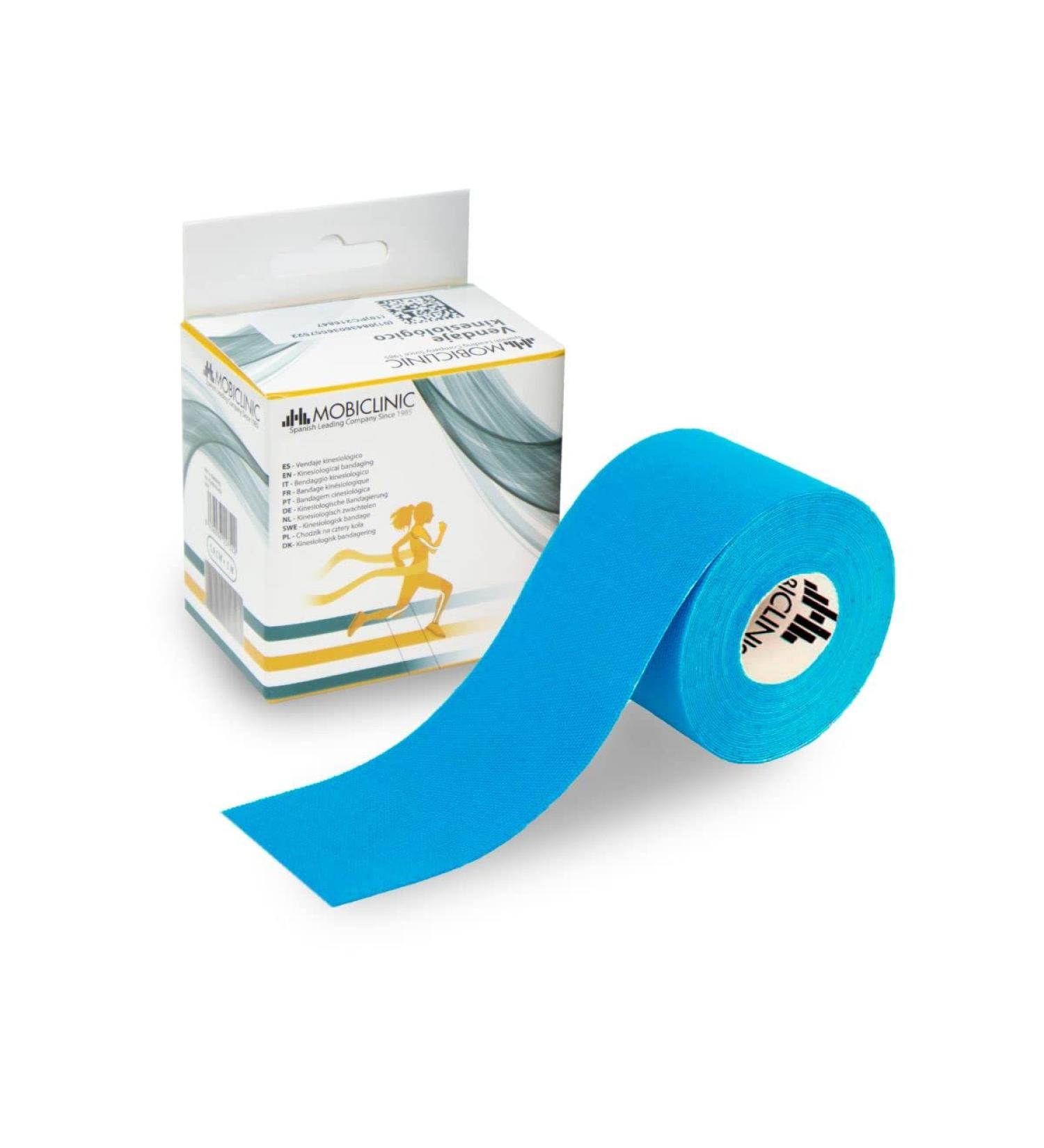 Mobiclinic Fitness Kinesiotape 5cm x 5m | Hypoallergenic Breathable Waterproof Sports Tape for Kinesiological Therapy - Blue - Buy Online on GoSupps.com