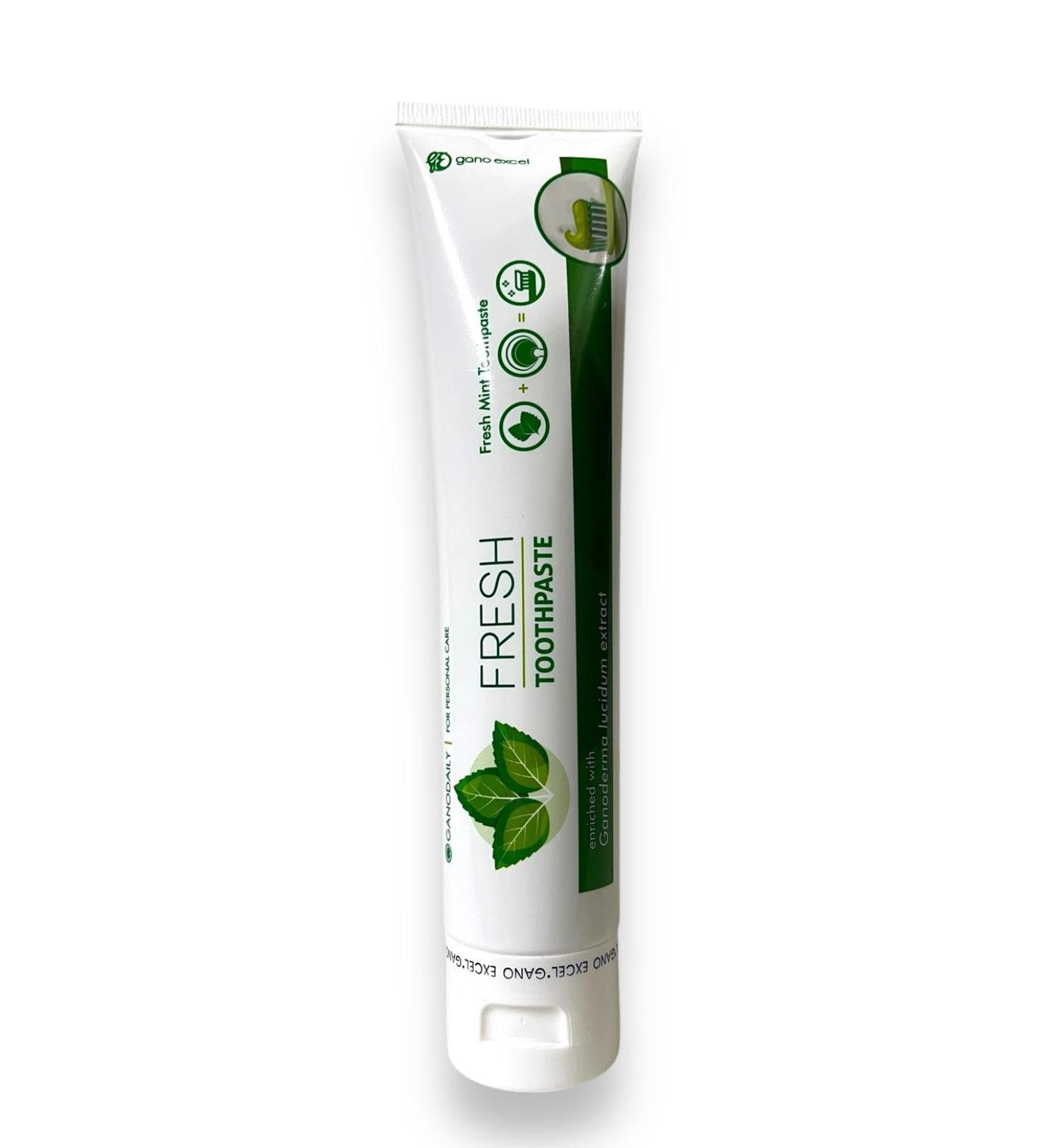 Fresh by Gano Exel All-Natural Toothpaste Enriched with Ganoderma lucidum. Enjoy a Bright Smile and Healthy Gums with This Refreshing Non-Abrasive Toothpaste Flouride-Free. - Buy Online on GoSupps.com