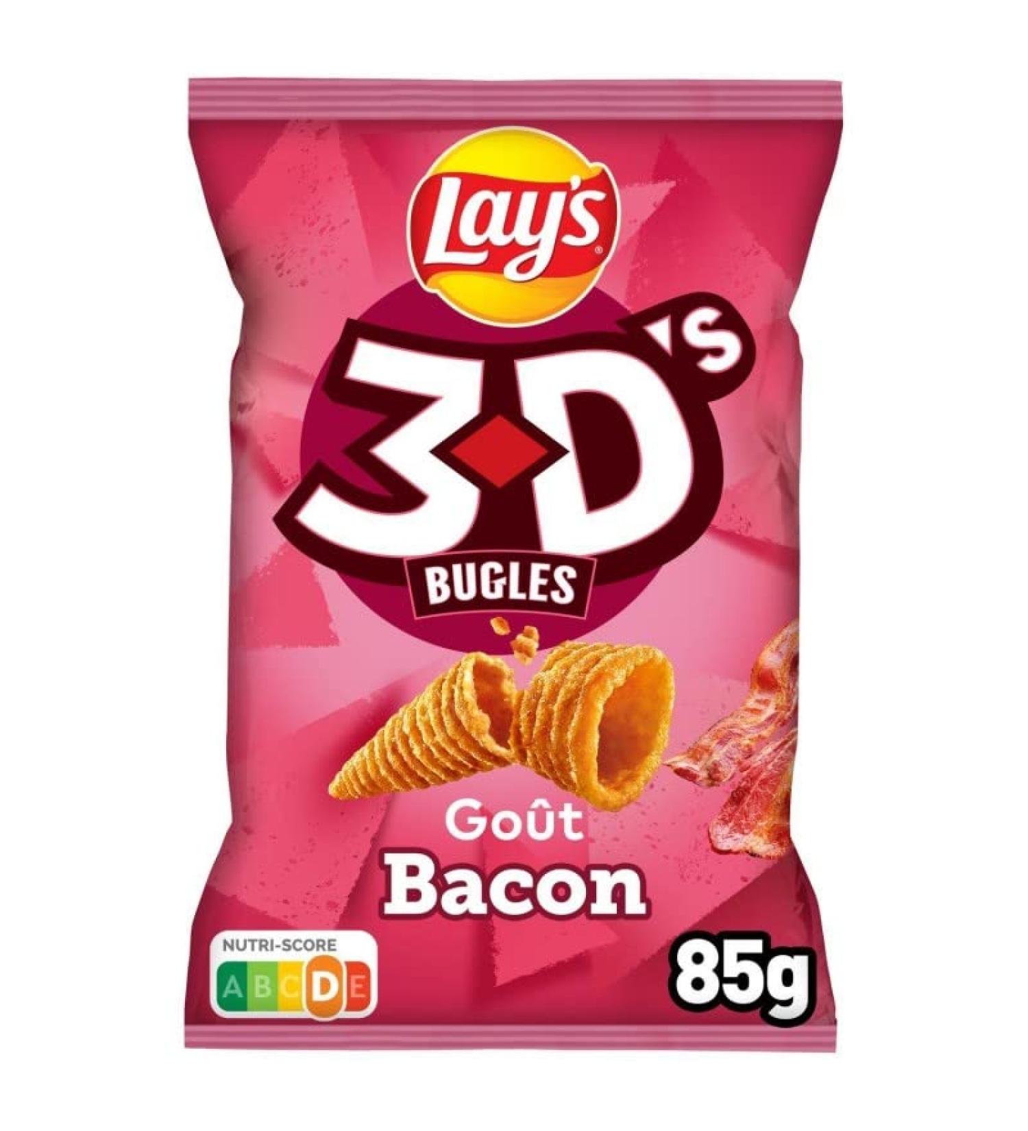  G n rique LAY'S 3D'S Bacon - Crispy 3D snacks - 85g bag of smoked bacon-flavored savory biscuits - Ideal for sharing - Pack of 4 - Sold in packs - Buy Online on GoSupps.com