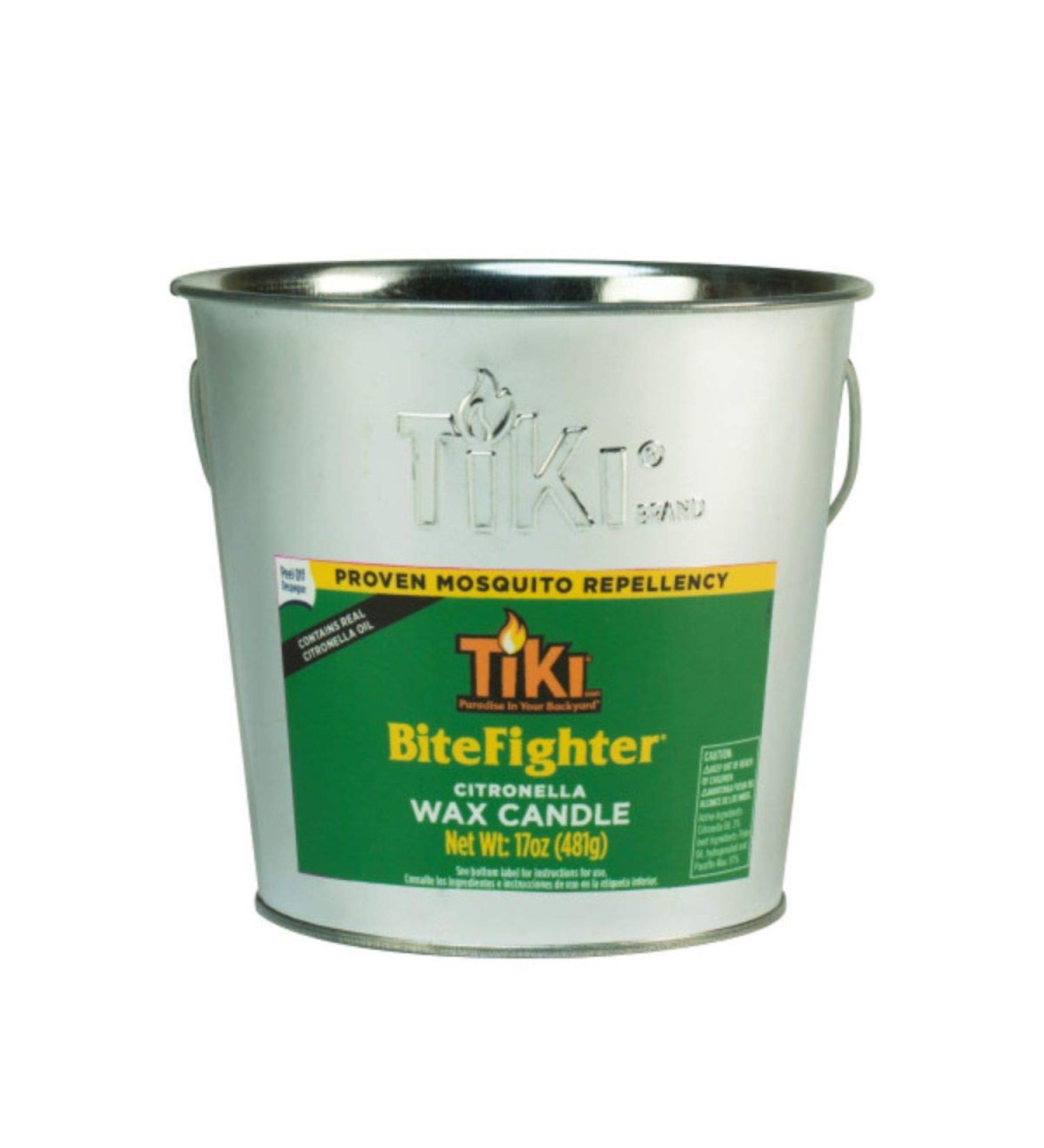 TIKI Brand BiteFighter Citronella Mosquito Repellent Candle - 17 oz Silver Metal Bucket for Outdoor Use | International Shipping Available - Buy Online on GoSupps.com