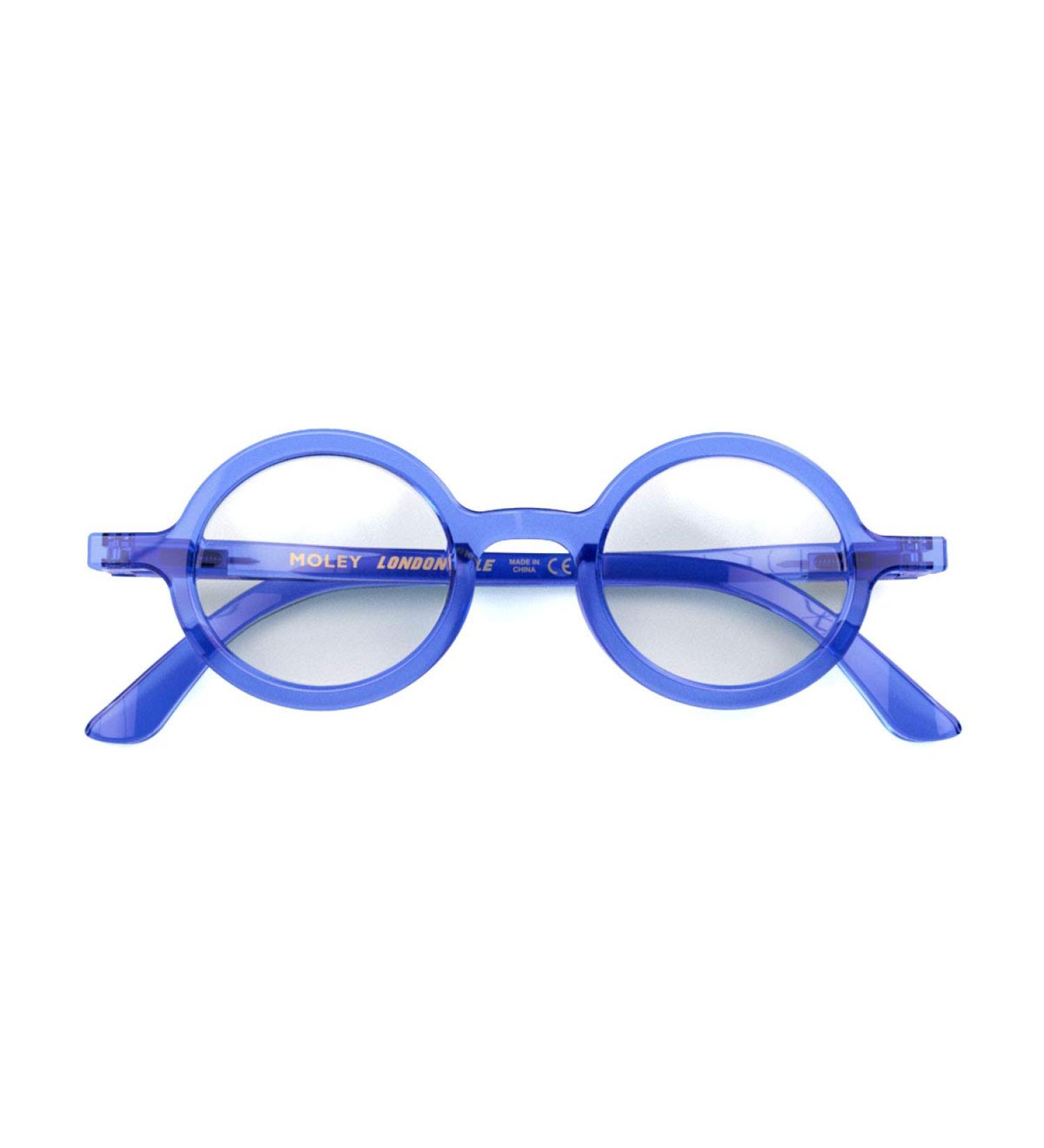 LONDON MOLE Round Reading Glasses - Transparent Blue 2.5x | Stylish Men's Women's Unisex Readers with Spring Hinges - Buy Online on GoSupps.com