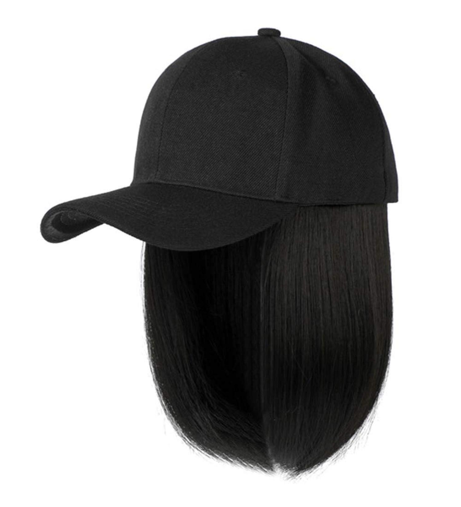 YEKEYI Baseball Cap Wig with Hair Extensions - Adjustable Synthetic Wig Hat for Women in Black - Buy Online on GoSupps.com
