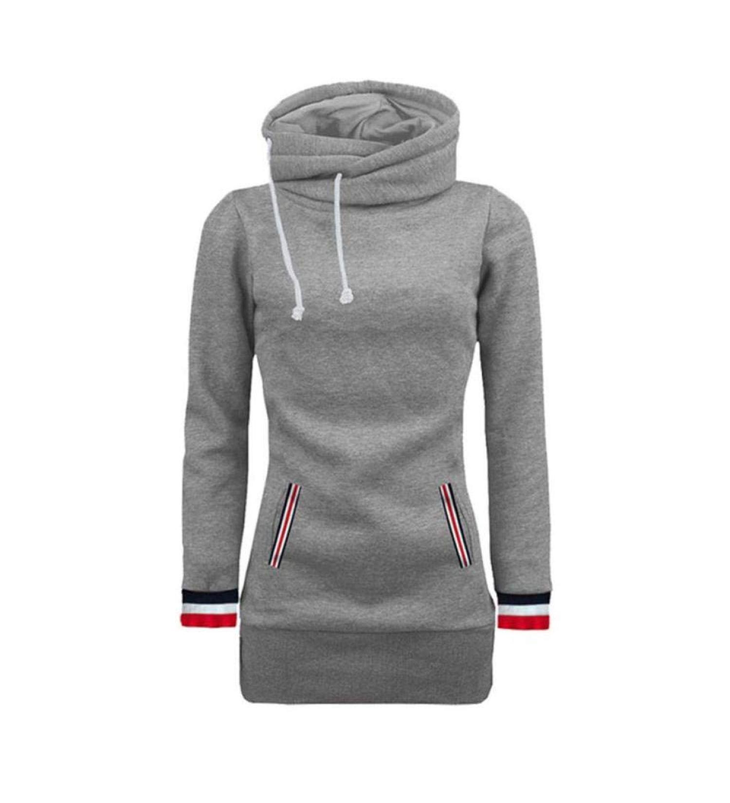 Bigfanshu Women's Girl Winter Warm Hooded Long Sleeve Blouse Coat Sweatshirt Pullovers Tops Gray