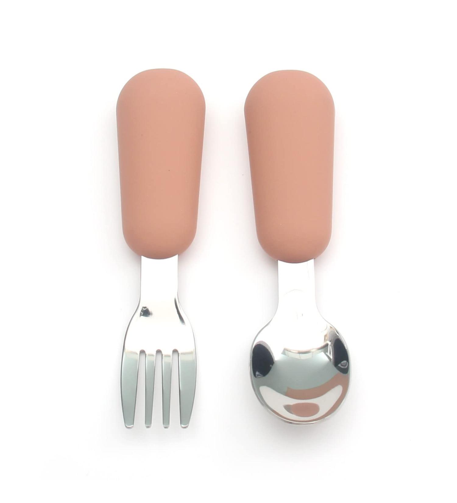 Alimos Stainless Steel Toddler Feeding Spoon and Fork Set - Safe Cutlery for Kids, Autumn Glaze - Buy Online on GoSupps.com