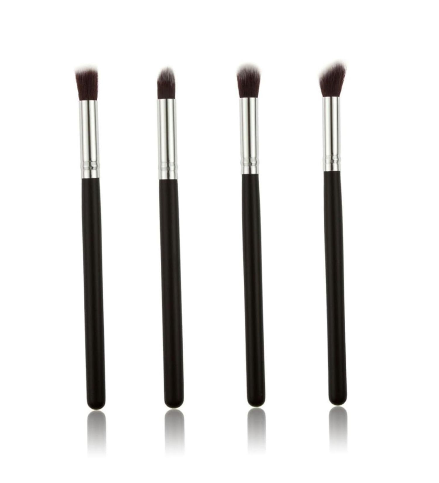 PLAFOPE 4pcs Set Eye Make-up Brush Kit Makeup Tool Eye Shadow Brushes Theive Cosmetics Lip Scruber Black