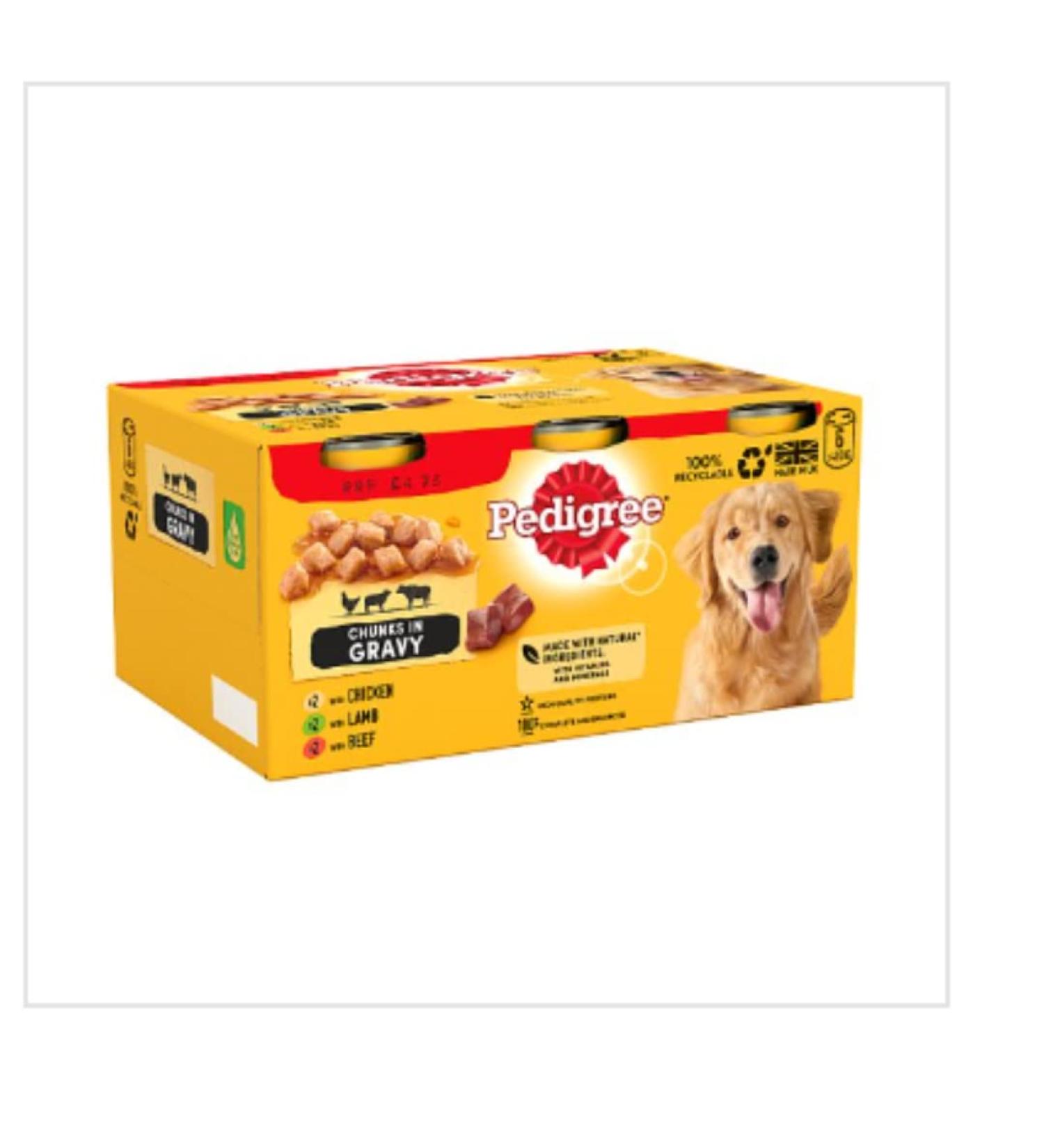 Pedigree Adult Wet Dog Food Tins Mixed in Gravy 400g x 24 Tins Wet Dog Food Mixed in Gravy