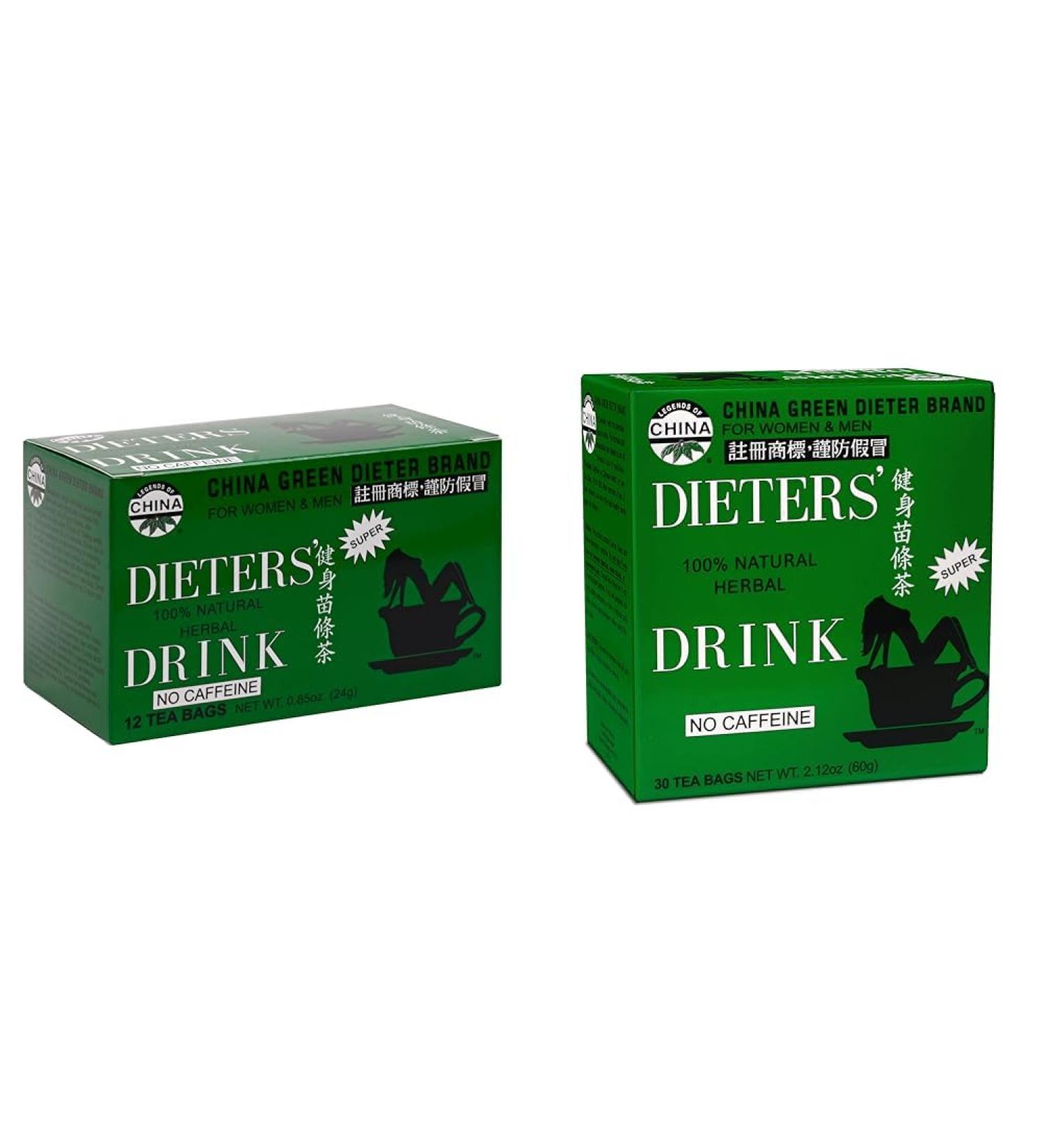 China Green Dieter Brand Dieters' 100% Natural Herbal Drink Caffeine Free 30-pk + 12-pack (42 tea bags)