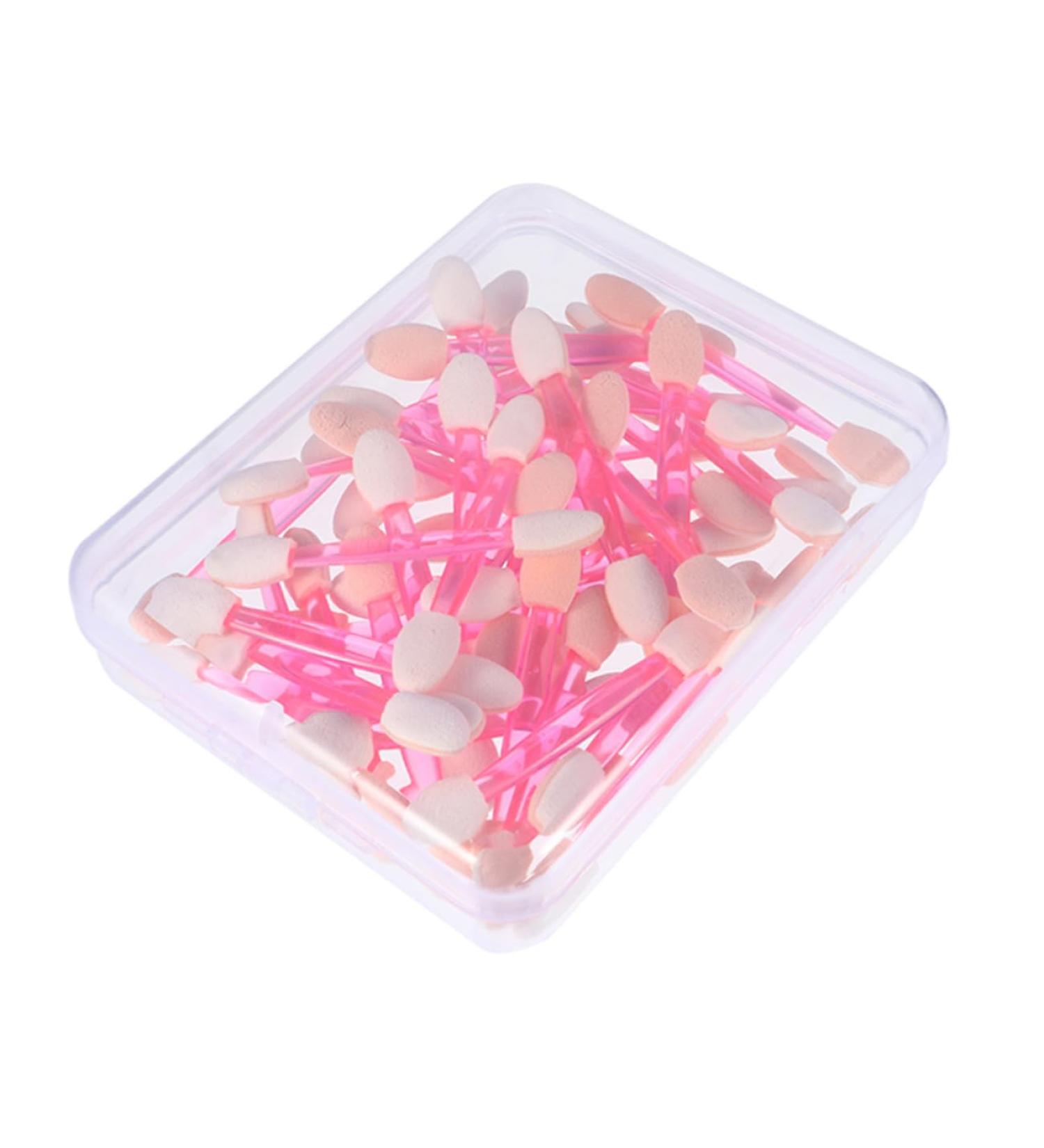 SOESFOUFU 50pcs Double Ended Eyeshadow Brush Eyeshadow Sponge Stick Eye Shadow Brush Makeup Pink Plastic - Buy Online on GoSupps.com