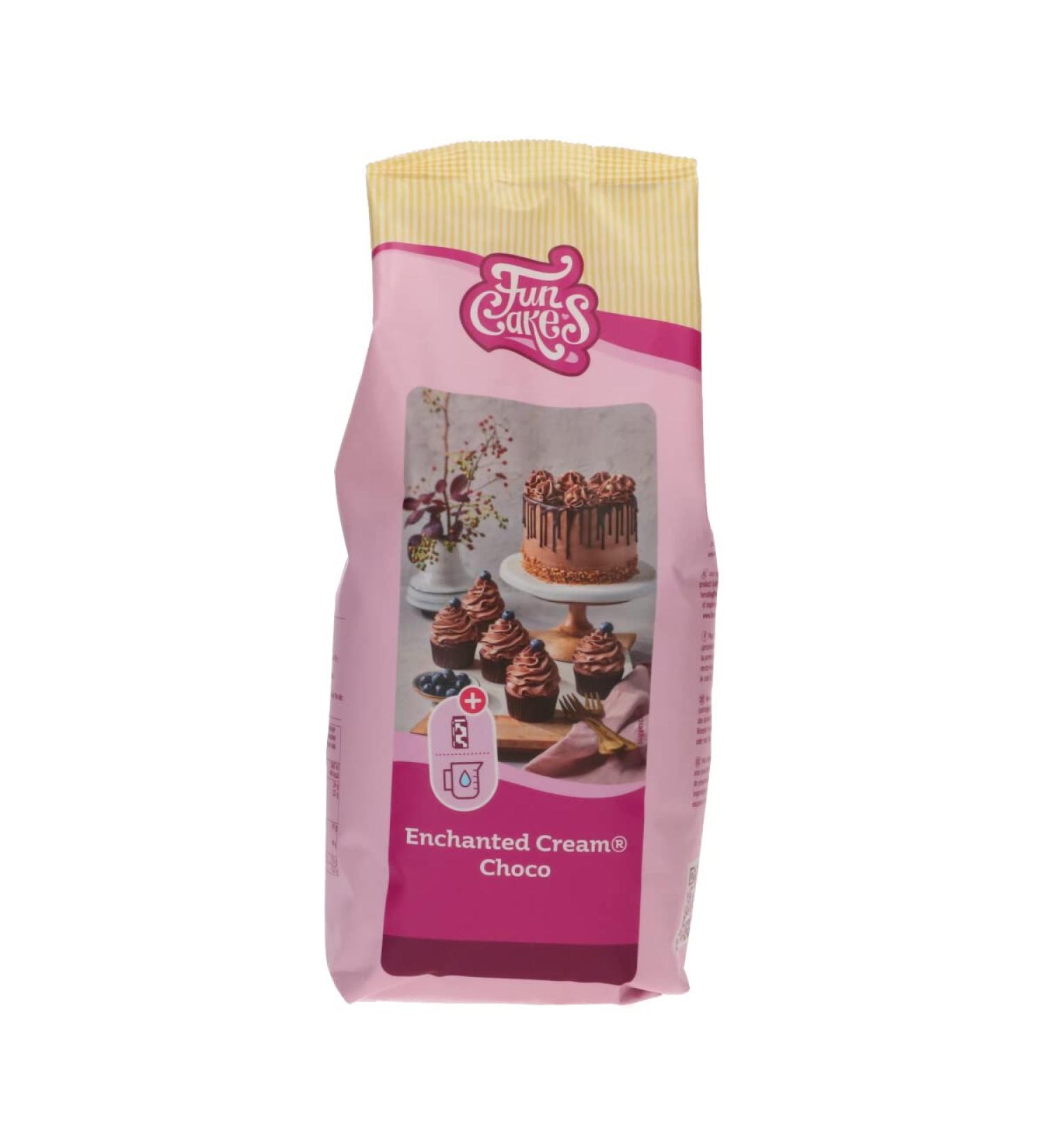 Funcakes Mix for Enchanted Cream Choco: Easy to use very light and fluffy chocolate cream perfect for filling and covering cakes or as a covering for cupcakes.900 g.Chocolate 900 g