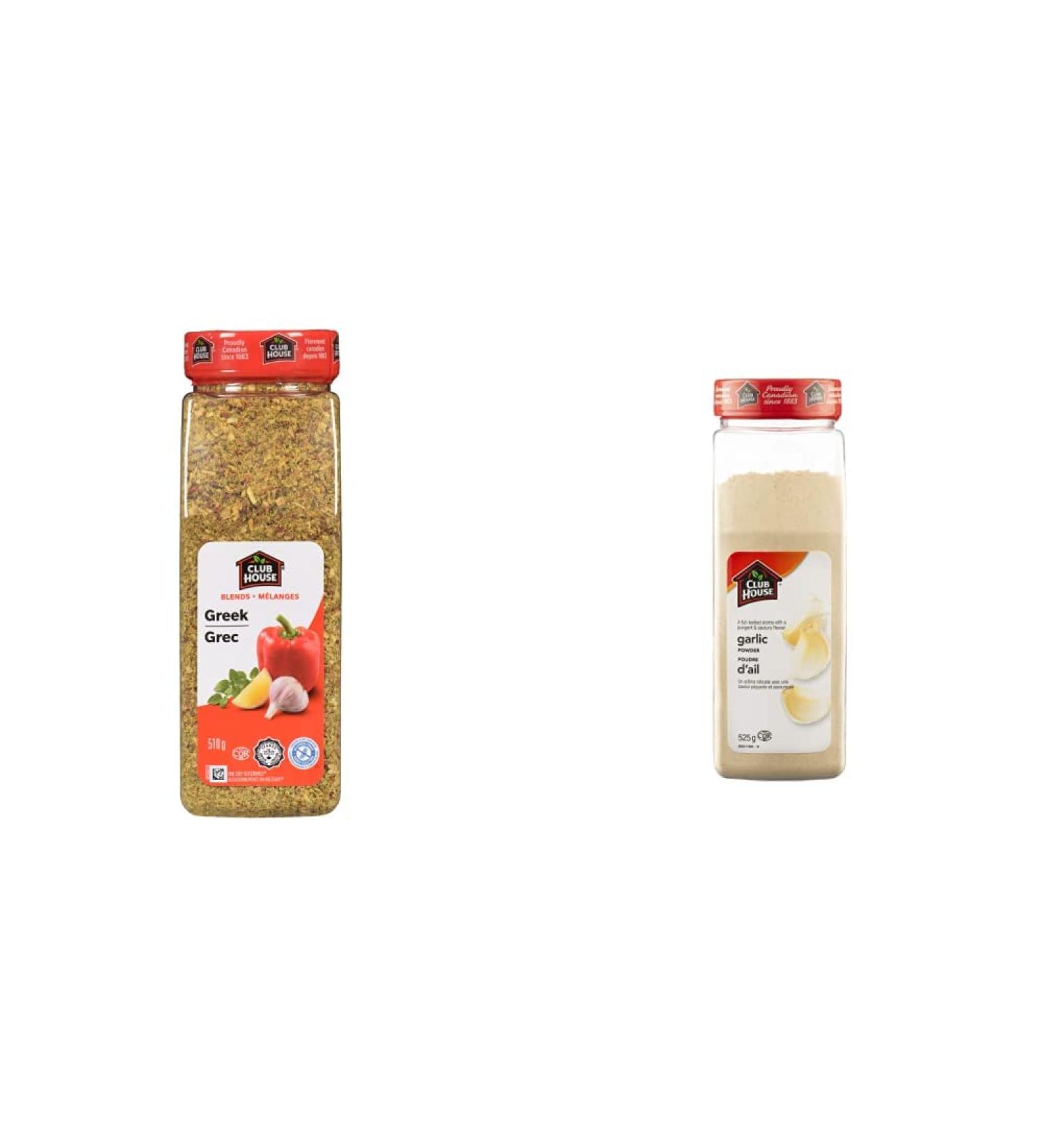 Club House Quality Natural Herbs & Spices One Step Seasoning Greek 510g - Packaging May Vary & Quality Natural Herbs & Spices Garlic Powder 525g Seasoning + Garlic Powder - Buy Online on GoSupps.com