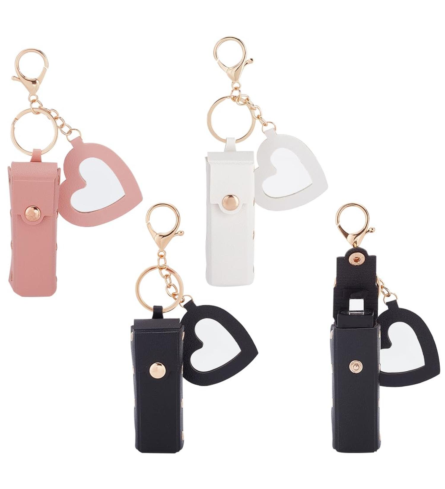 Buy WADORN Portable Lipstick Organizer Keychain with Heart Mirror 3 Colors Mini Travel Lipstick Holder for Women & Ladies Perfect for Lip Balm & Cosmetics - Buy Online on GoSupps.com