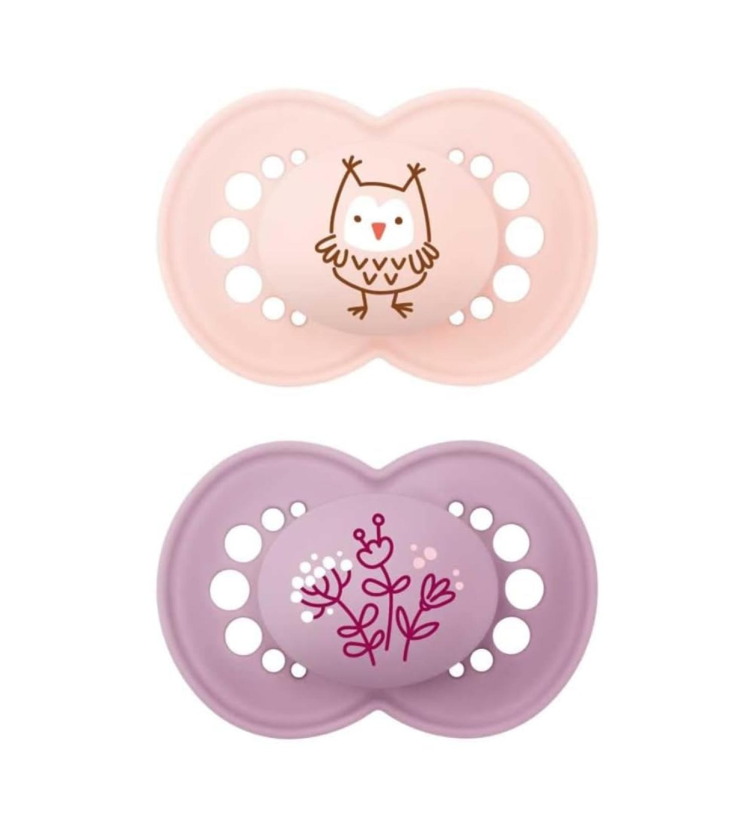 MAM Original Skinsoft Silicone Pacifier Set for 6-16 Months - 2 Pacifiers in Pink & Orange (1 Pink 2 Pieces) - International Shipping Available - Buy Online on GoSupps.com