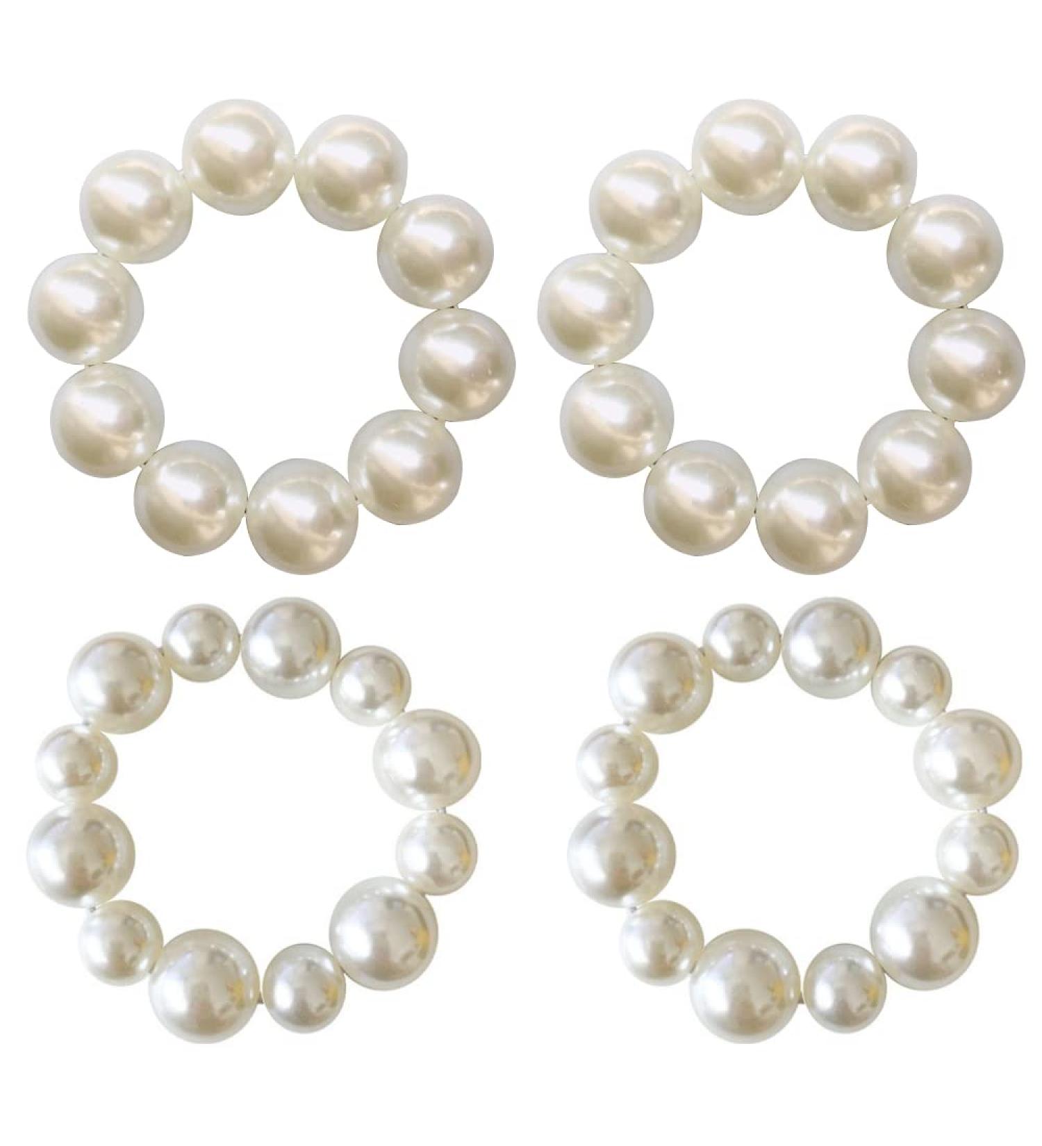 Csirnto 4-Piece Pearl Hair Tie Set - Spiral Elastic Hair Ropes for Women | Stylish Hair Scrunchies & Bands - Buy Online on GoSupps.com