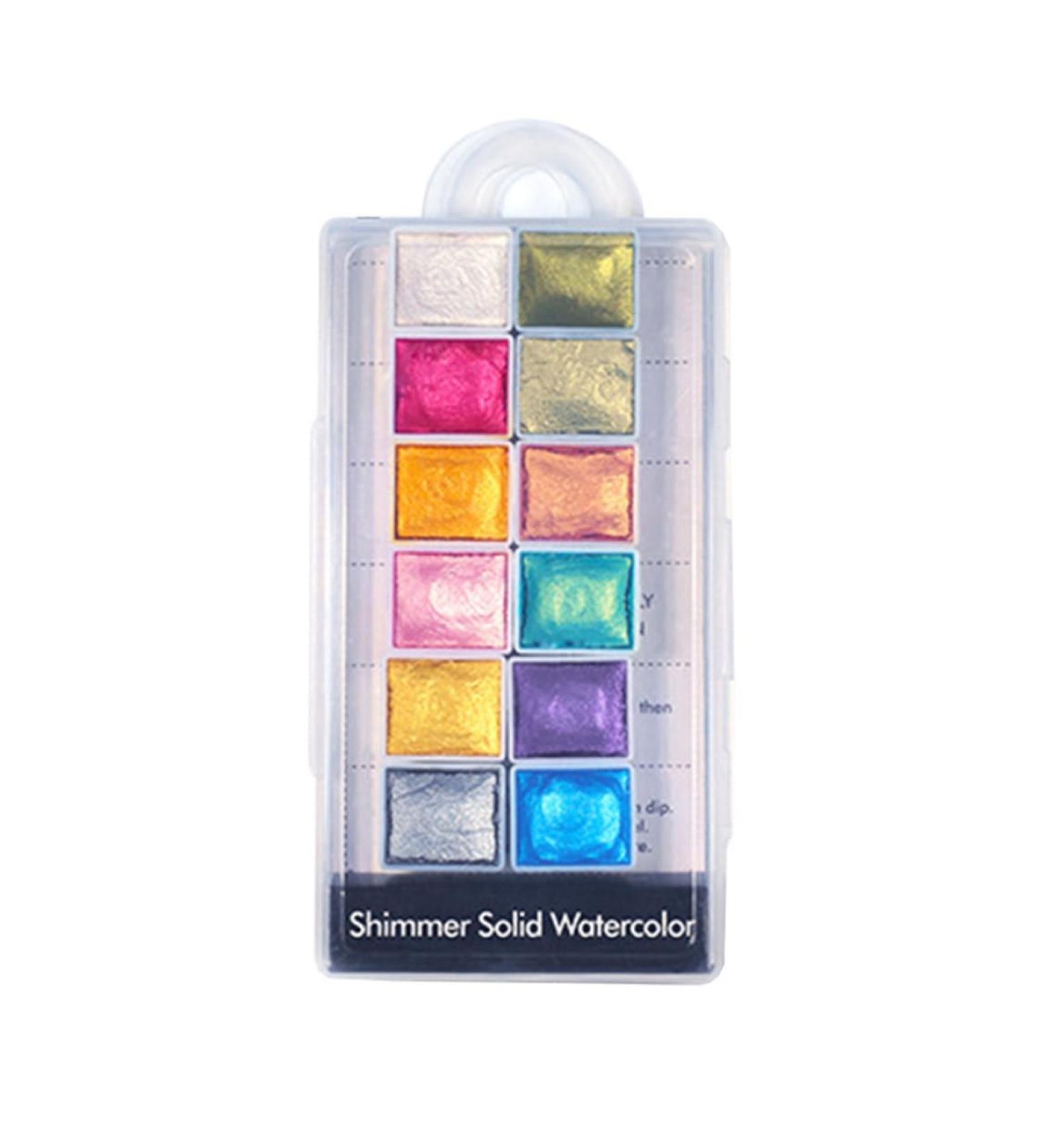 Nail Shiimmer Powder Manicure Solid Pearlescent Pigment Nail Art Dyeing Powder 12Colors Brushes - Buy Online on GoSupps.com