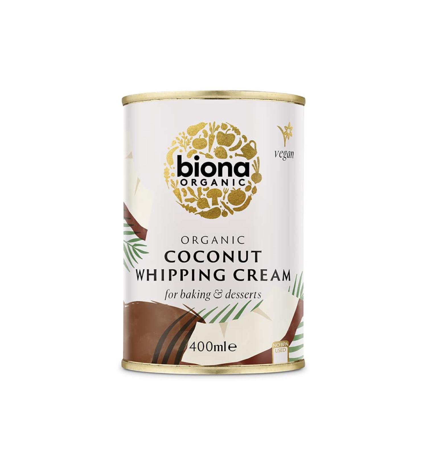 Biona Organic Coconut Whipping Cream 400ml - Dairy-Free & Vegan - Ideal Substitute for Cream - Great for Desserts, Cakes & Baking - Buy Online on GoSupps.com