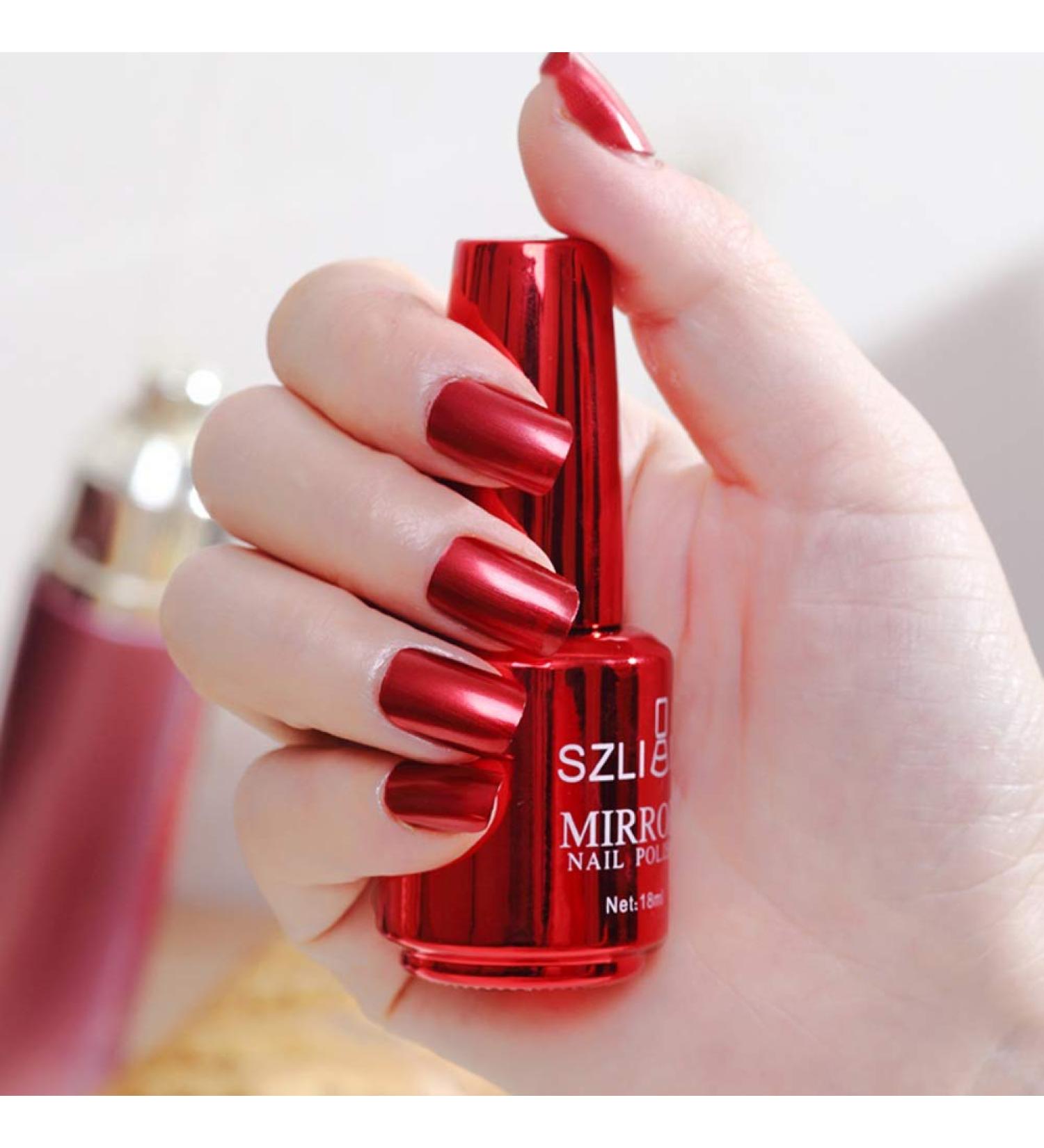 Wishwin Mirror Effect Nail Polish 8 Color UV LED Metallic Shiny Metal Nail Art Gels Nail Art Tool 18ml - Buy Online on GoSupps.com