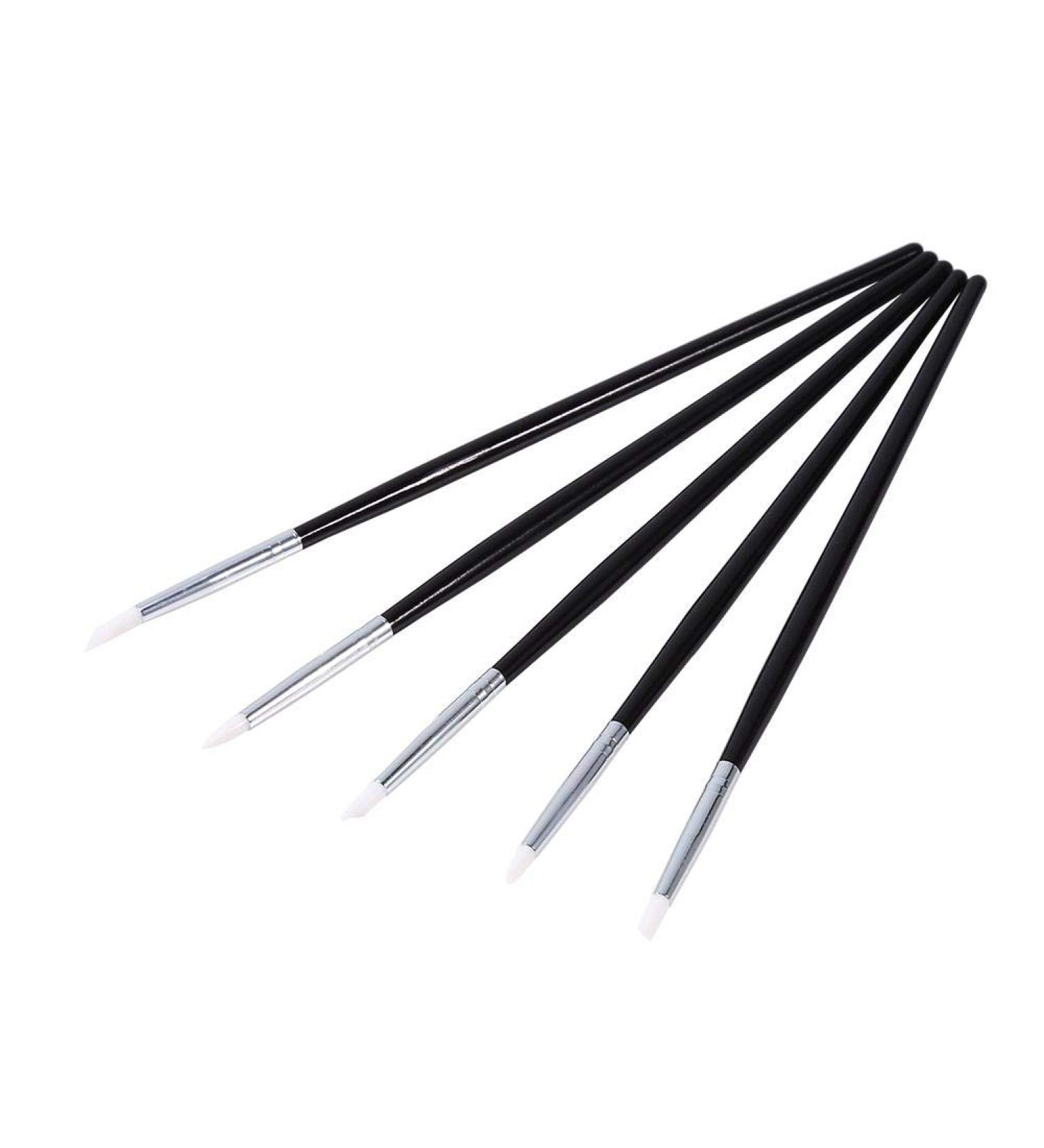 5Pcs Silicone Nail Art Brush Set - Liner Carving & Design Tools for DIY Nail Designs | International Shipping - Buy Online on GoSupps.com