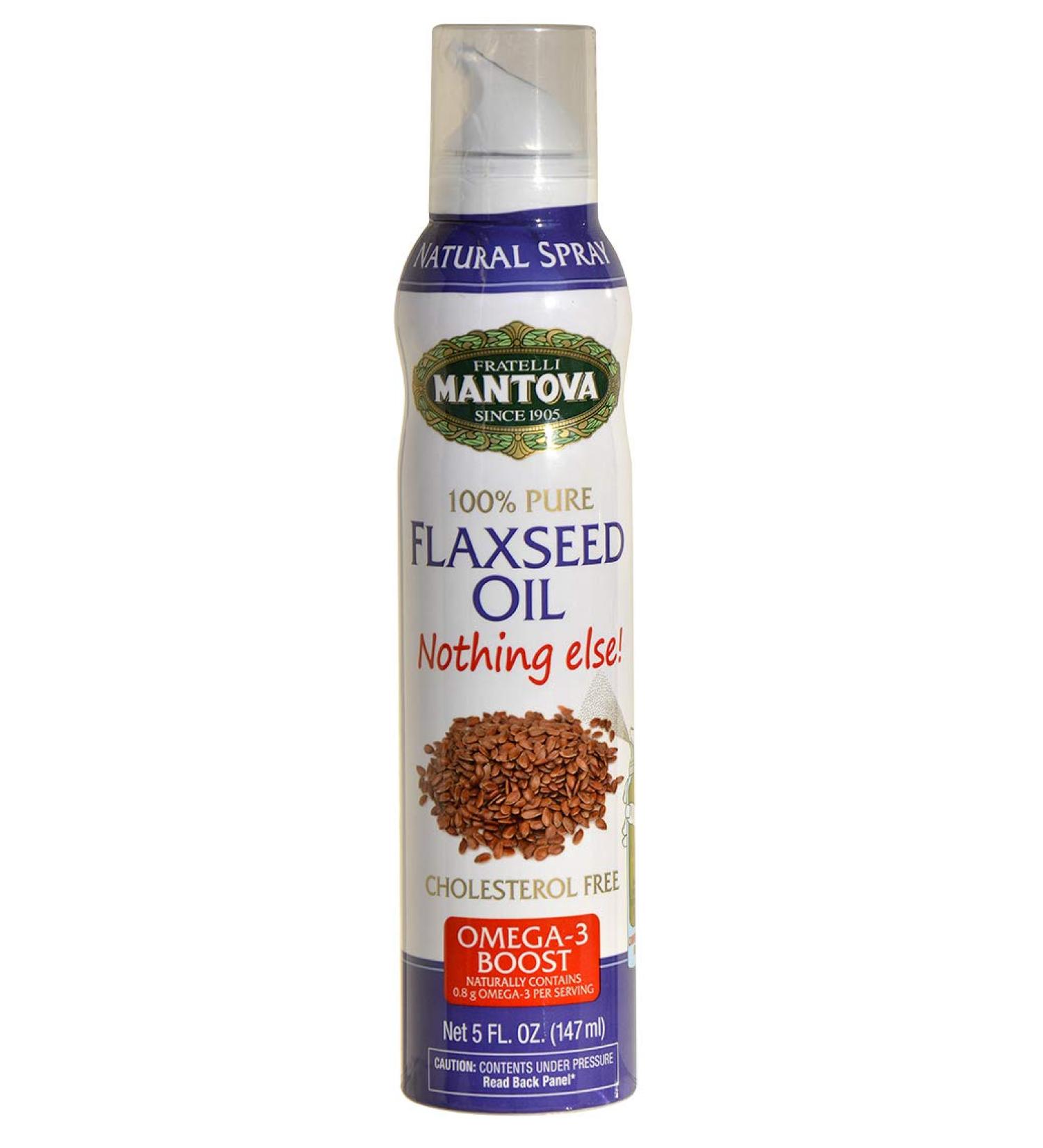 Mantova Flaxseed Oil Cooking Spray for Keto Snacks & Baking - 100% Pure Omega-6, 5 oz Bottle - Buy Online on GoSupps.com