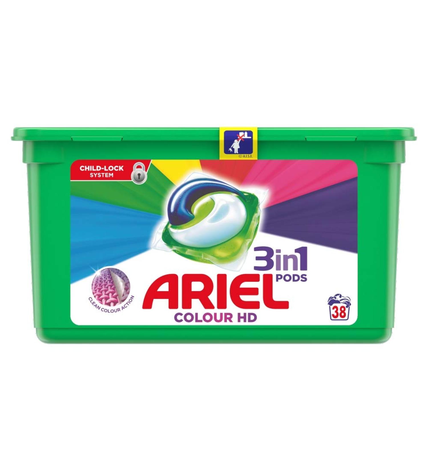 Ariel 3 in 1 Pods Colour Washing Tablets 38 Washes by Ariel