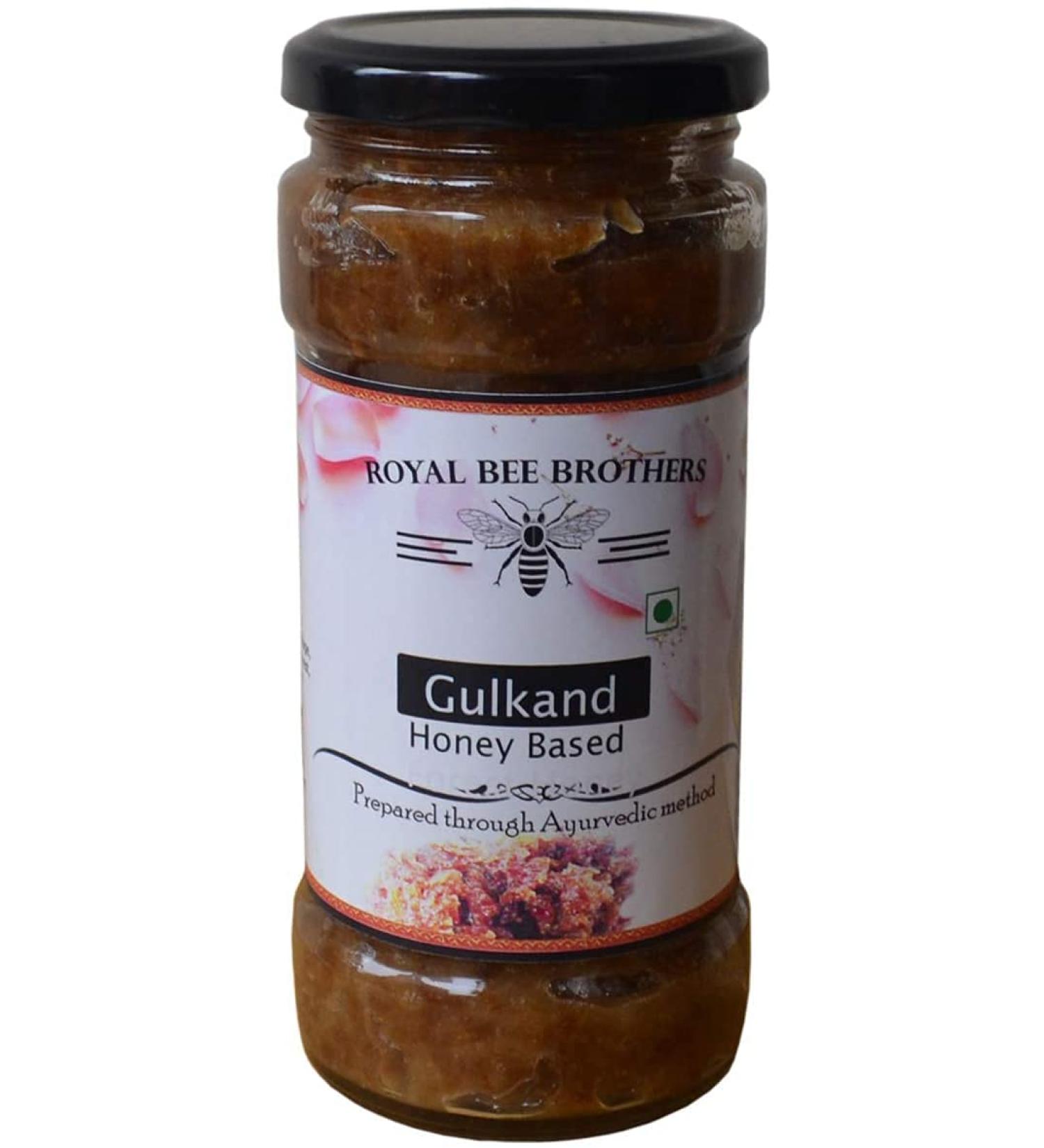 PUB Royal Bee Brothers | Gulkand Honey | Rose Petal Jam | Prepared Through Ayurvedic Method | No Chemical No Preservative | 100% Natural | 500 gm Glass Bottle - Buy Online on GoSupps.com