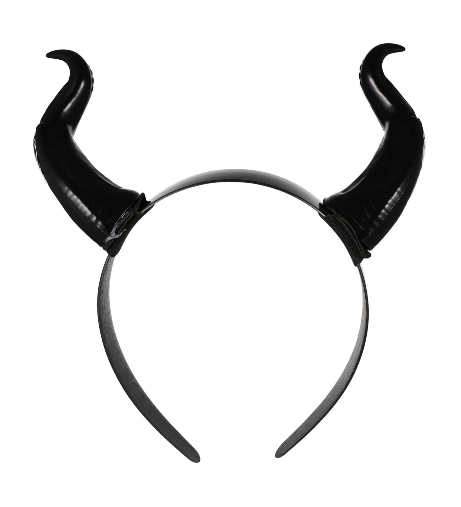 Halloween Devil Horns Headband Maleficent Horns Ox Horn Black Cospaly Hairband Gothic Animal Horn Hair Hoops Headdress for Women Men Halloween Christmas Party Dress Up - Buy Online on GoSupps.com