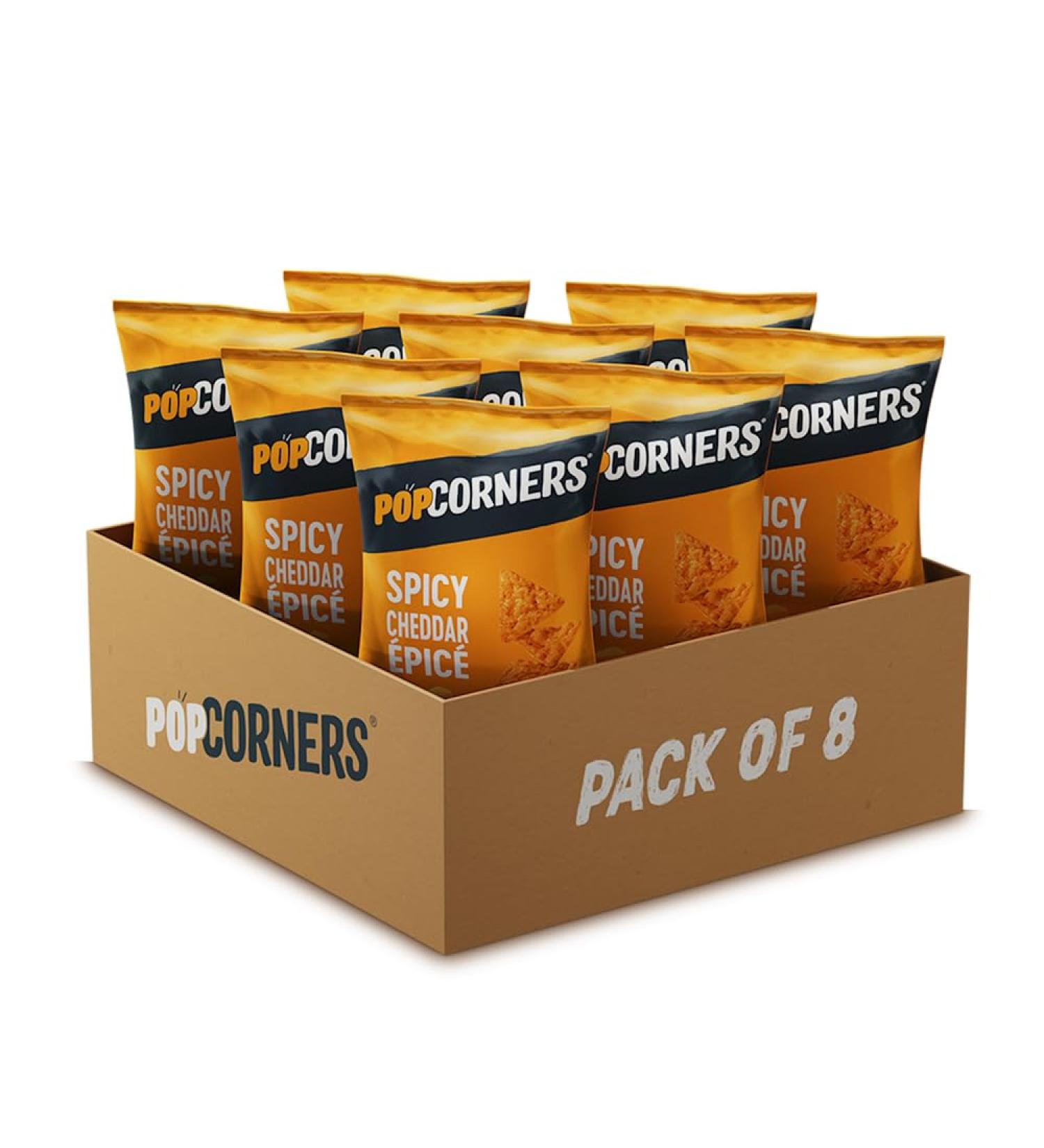 Popcorners Spicy Cheddar Popped-Corn Chips 142g Pack of 8 Spicy Cheddar 142 g (Pack of 8) - Buy Online on GoSupps.com
