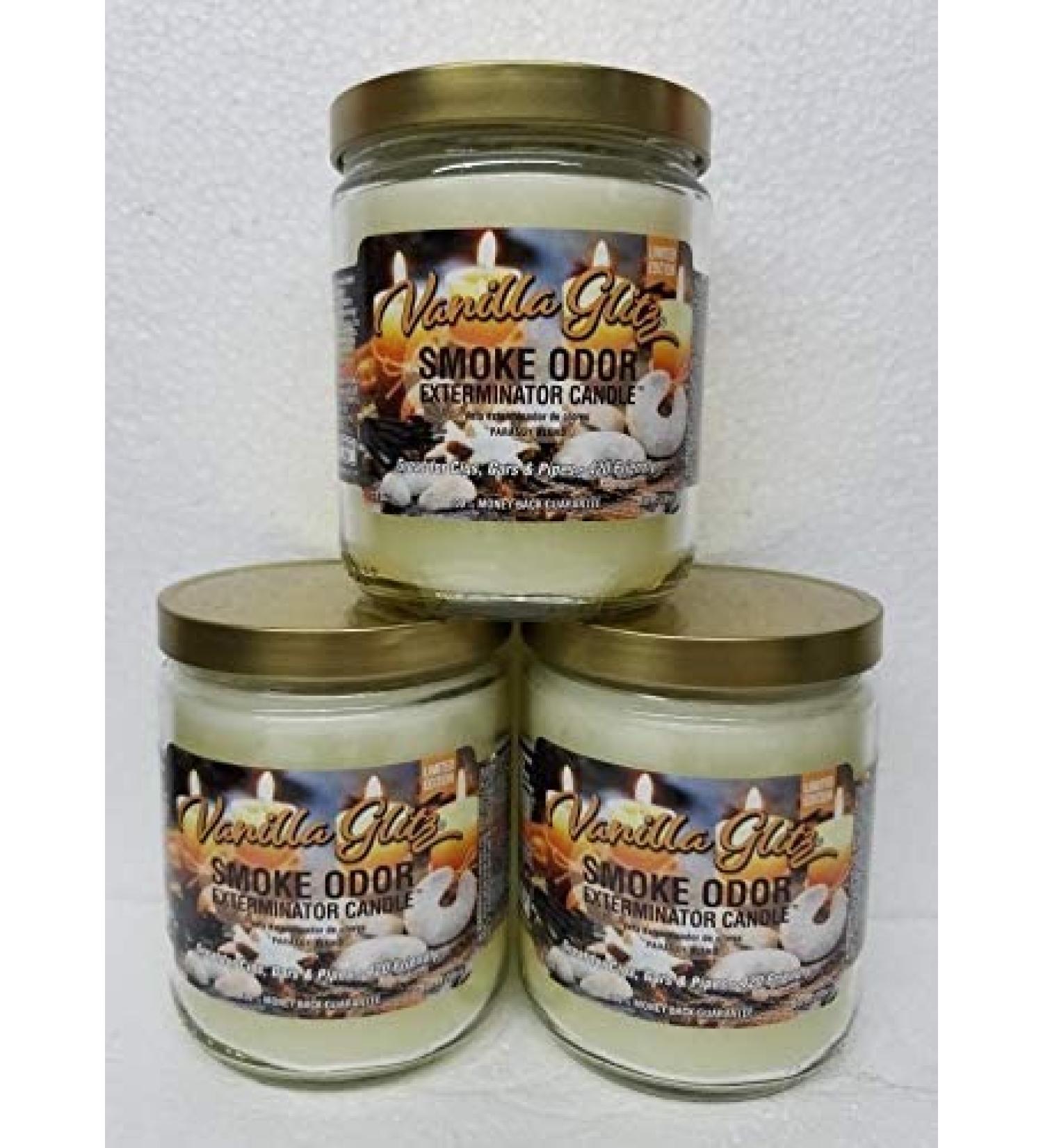 Smoke Odor Exterminator 13 oz Jar Candles Vanilla Glitz (3) Set of Three Candles.