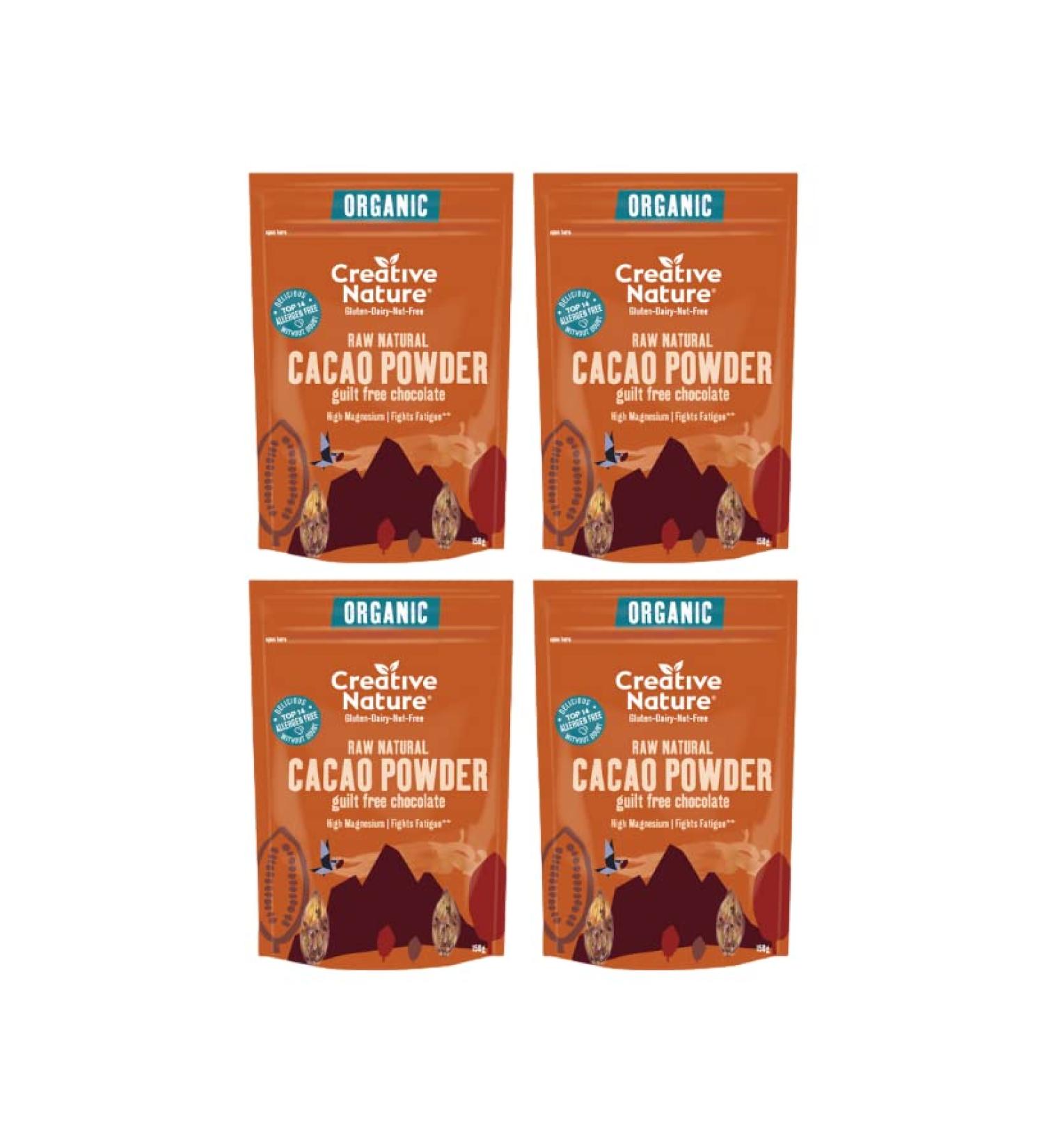 Creative Nature Organic Cacao Powder 600g - Vegan, Natural, Raw & Gluten Free | Dairy & Nut Free | 4 x 150g Packs - Buy Online on GoSupps.com