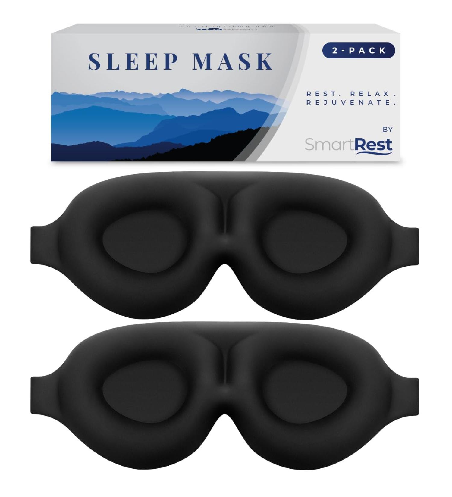 Buy Sleep Mask 2 Pack - Patented Contoured Eye Masks for 100% Blackout Zero Pressure Comfort - Ideal for Men & Women - S2 Black - Buy Online on GoSupps.com